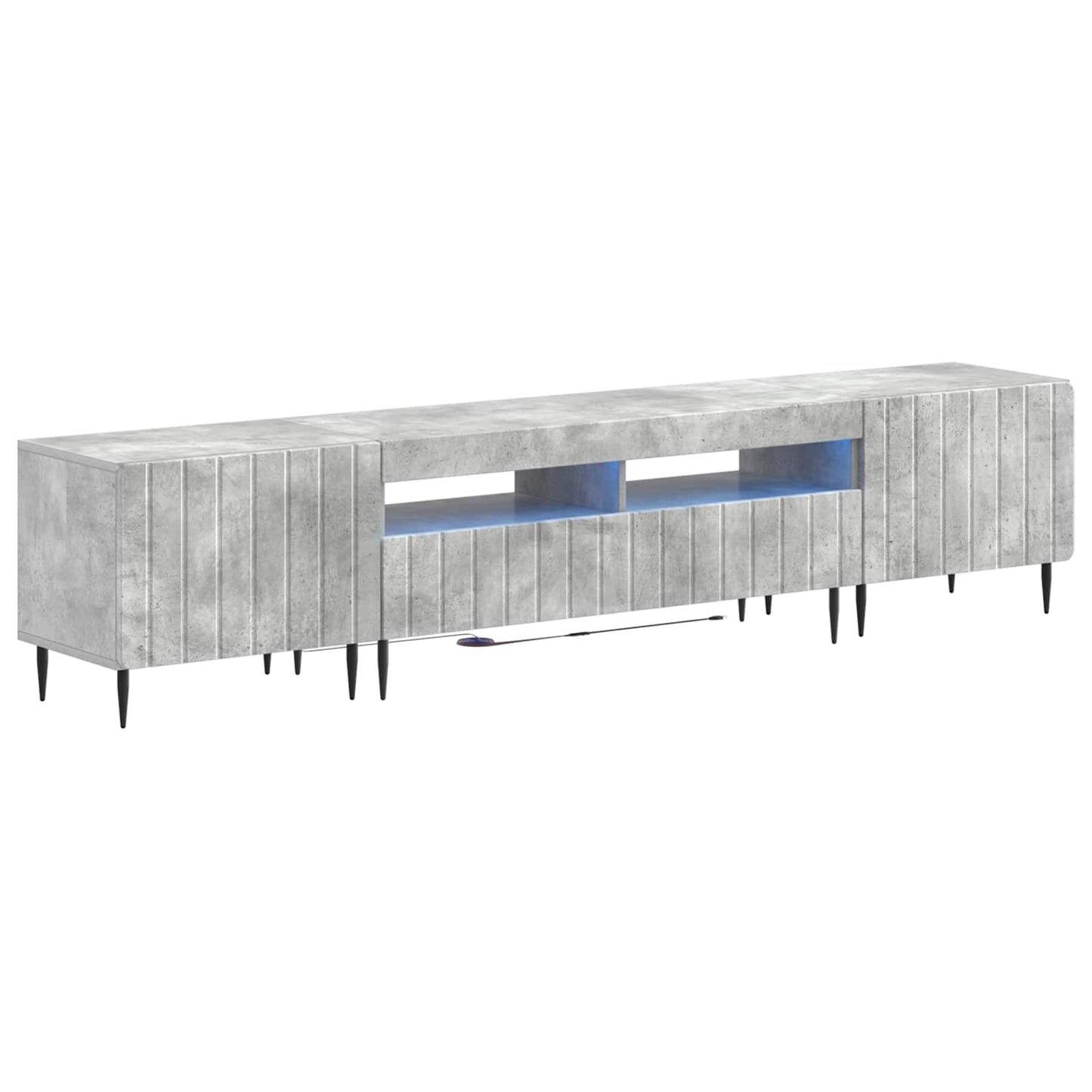 5 Piece LED TV Cabinet Concrete Grey Engineered Wood