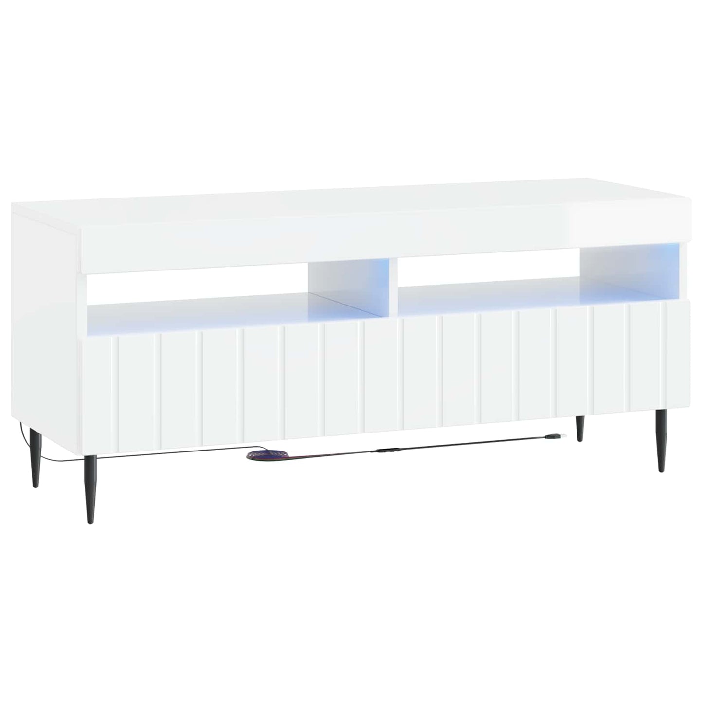 5 Piece LED TV Cabinet High Gloss White Engineered Wood
