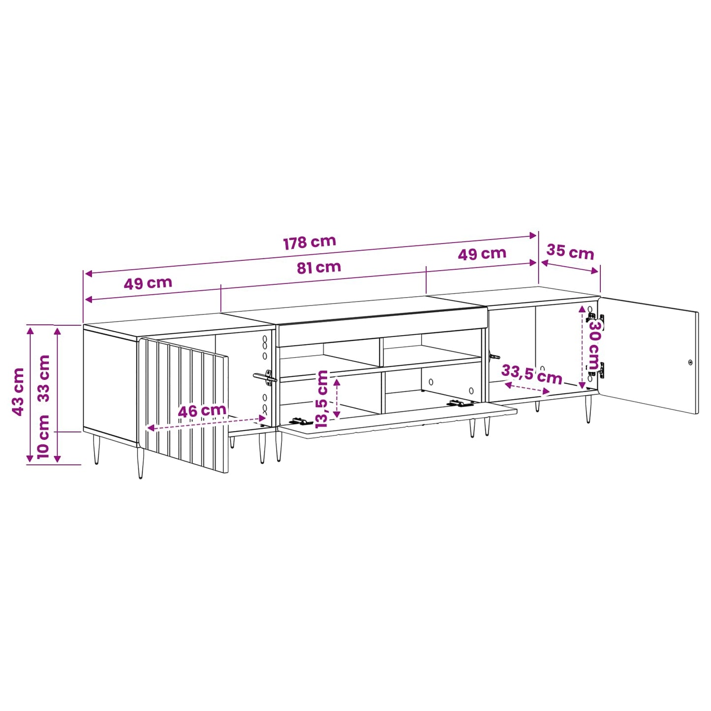 5 Piece LED TV Cabinet Smoked Oak Engineered Wood
