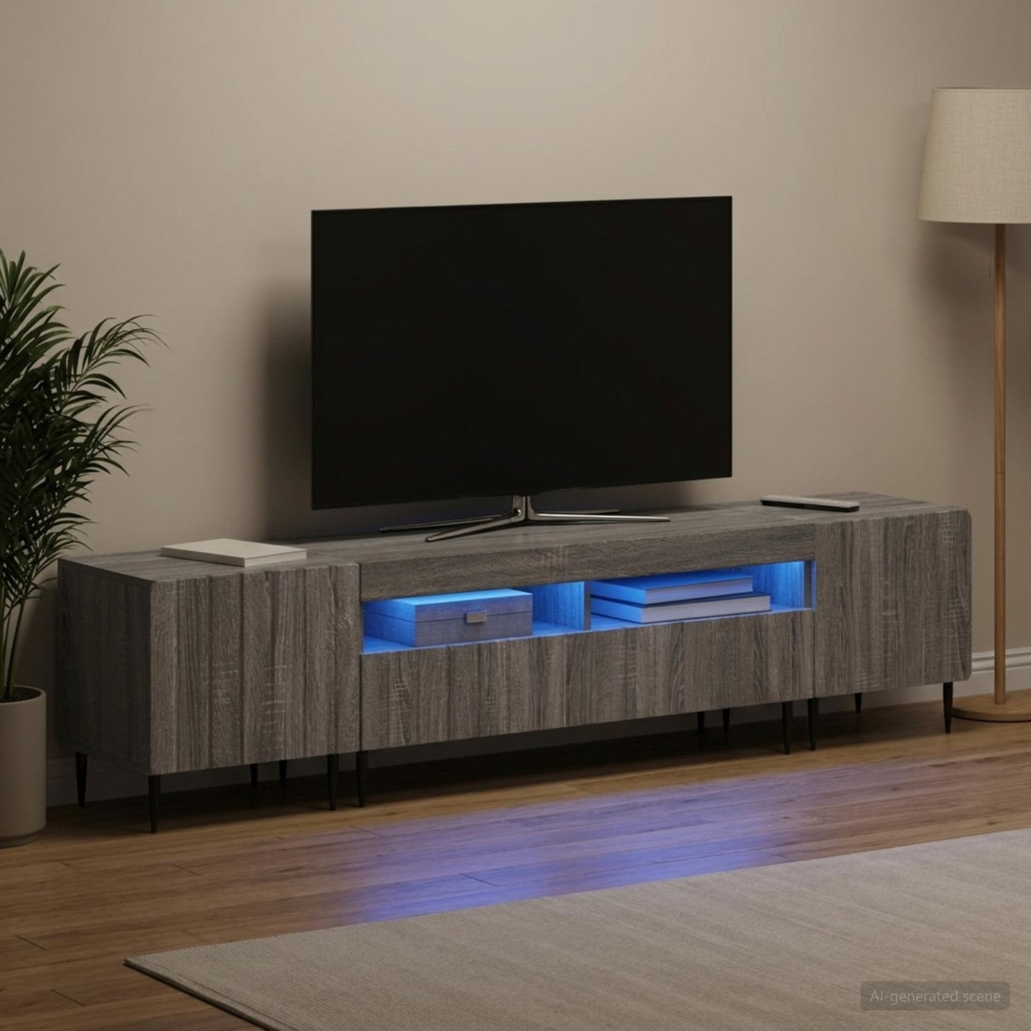 5 Piece LED TV Cabinet Grey Sonoma Engineered Wood