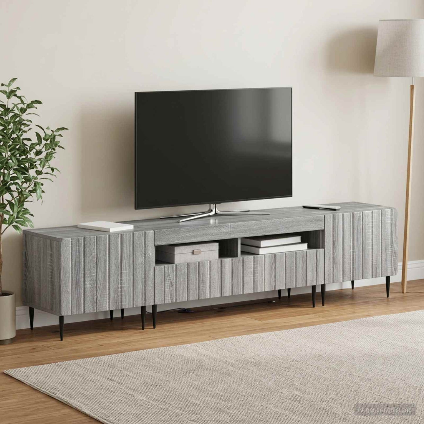5 Piece LED TV Cabinet Grey Sonoma Engineered Wood