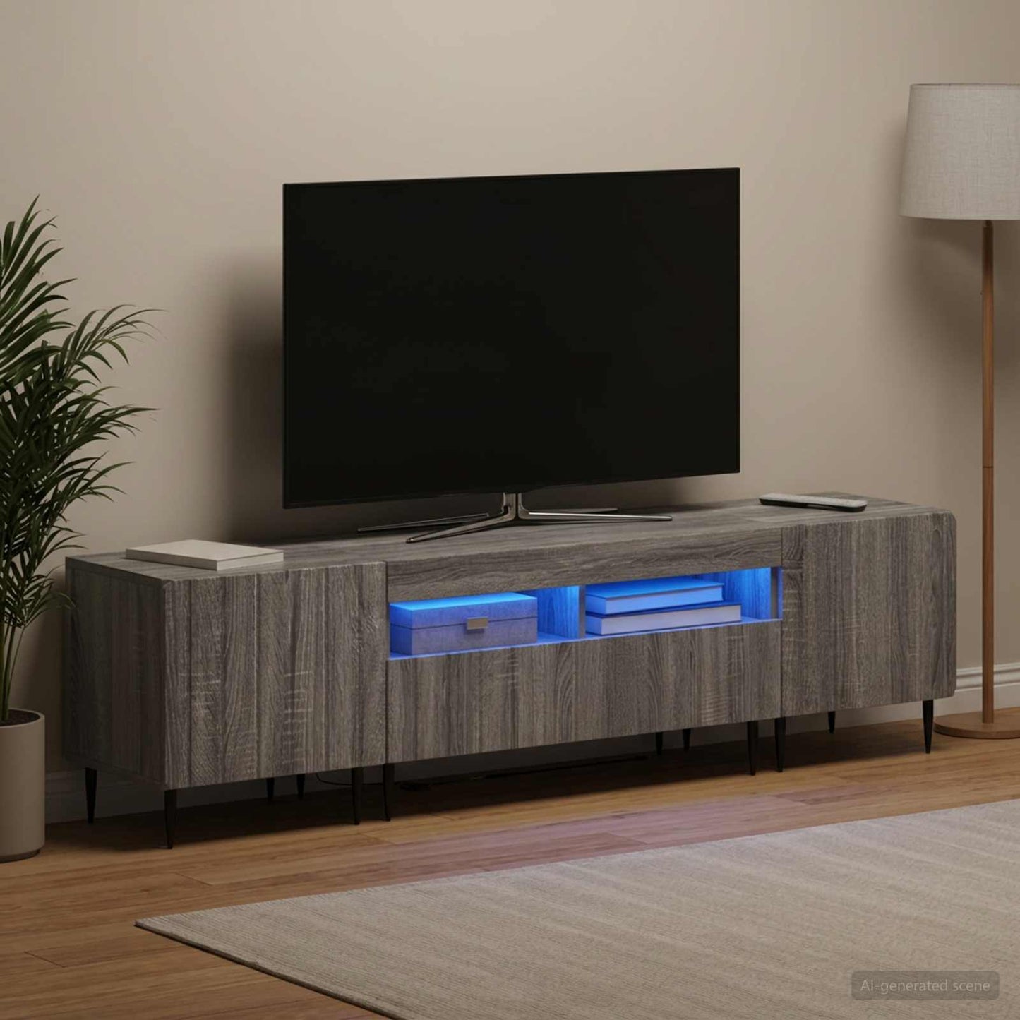 5 Piece LED TV Cabinet Grey Sonoma Engineered Wood