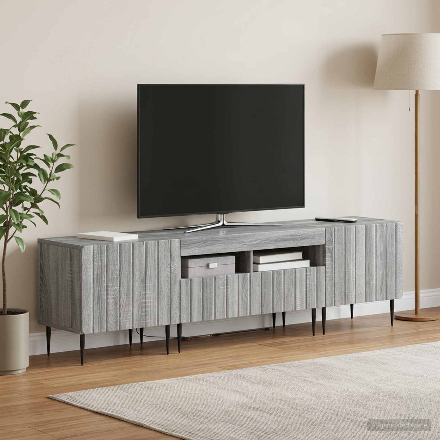 5 Piece LED TV Cabinet Grey Sonoma Engineered Wood