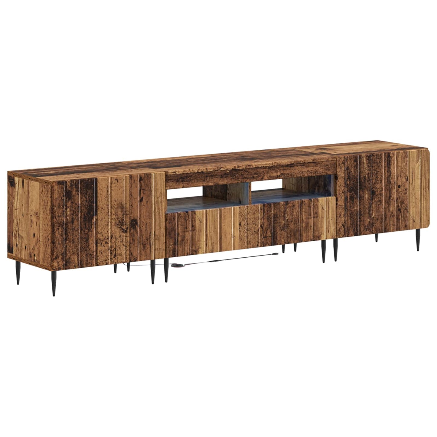 5 Piece LED TV Cabinet Old Wood Engineered Wood