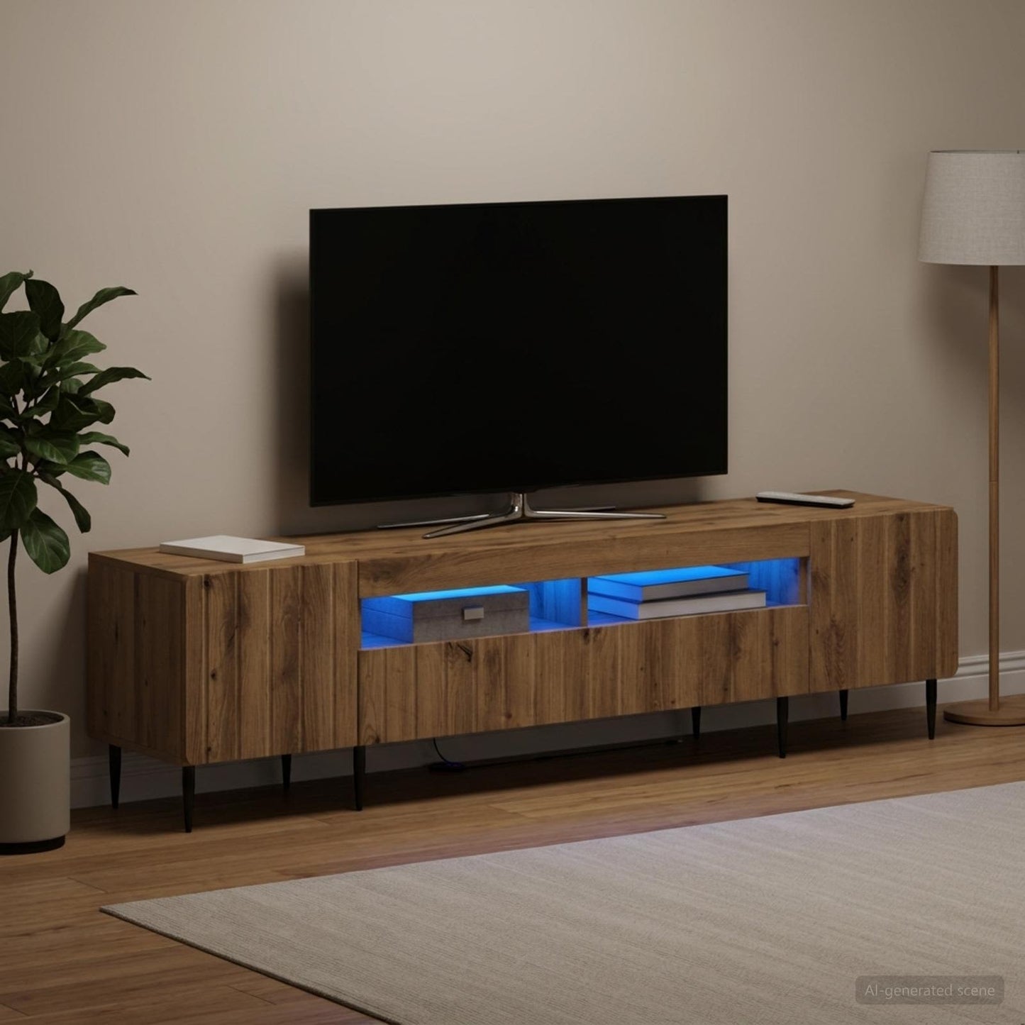 5 Piece LED TV Cabinet Artisan Oak Engineered Wood