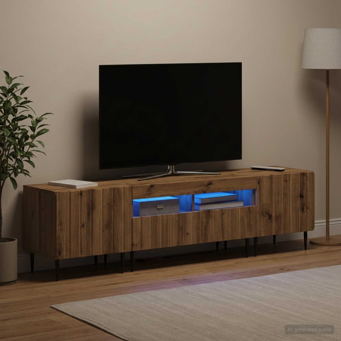 5 Piece LED TV Cabinet Artisan Oak Engineered Wood