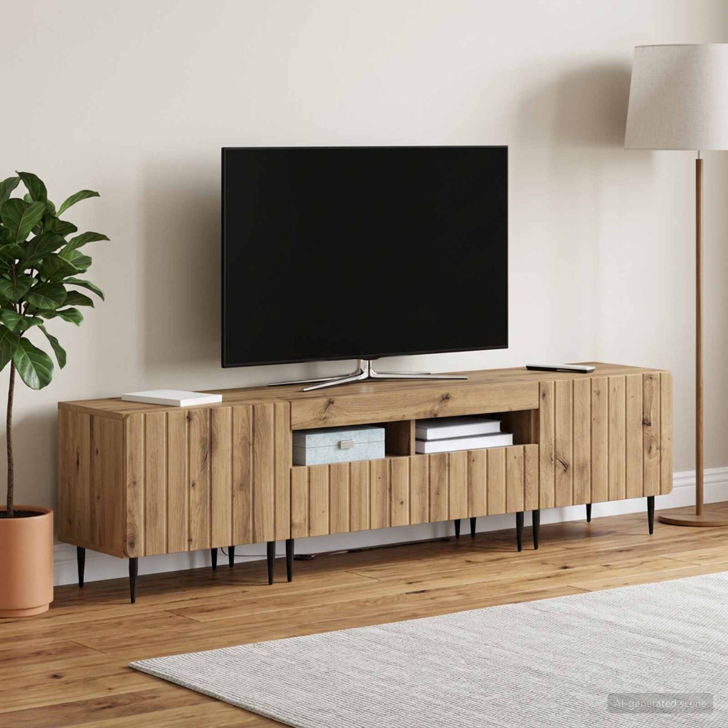 5 Piece LED TV Cabinet Artisan Oak Engineered Wood
