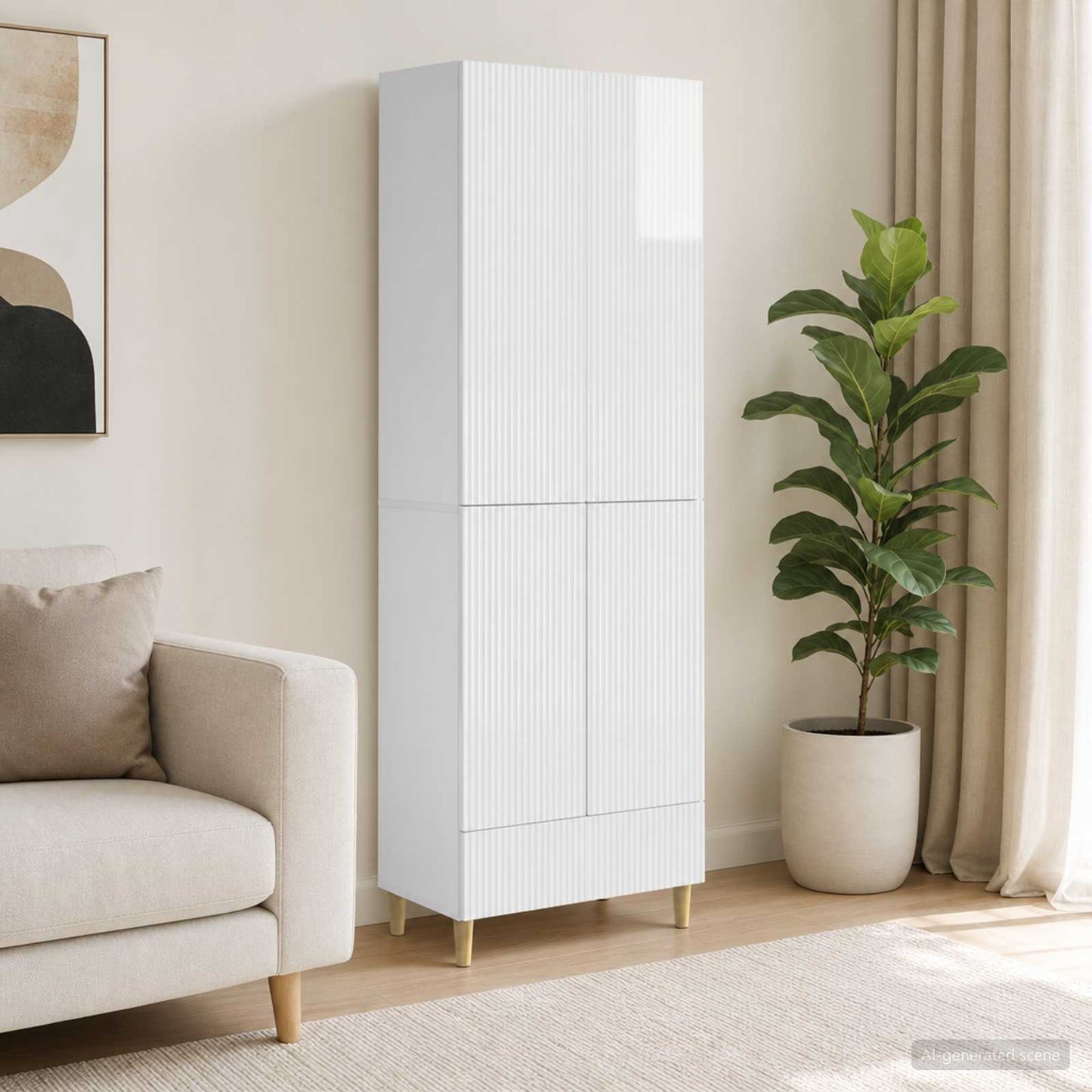 Cabinet Set 2 pcs High Gloss White 66 x 34.5 x 95 cm