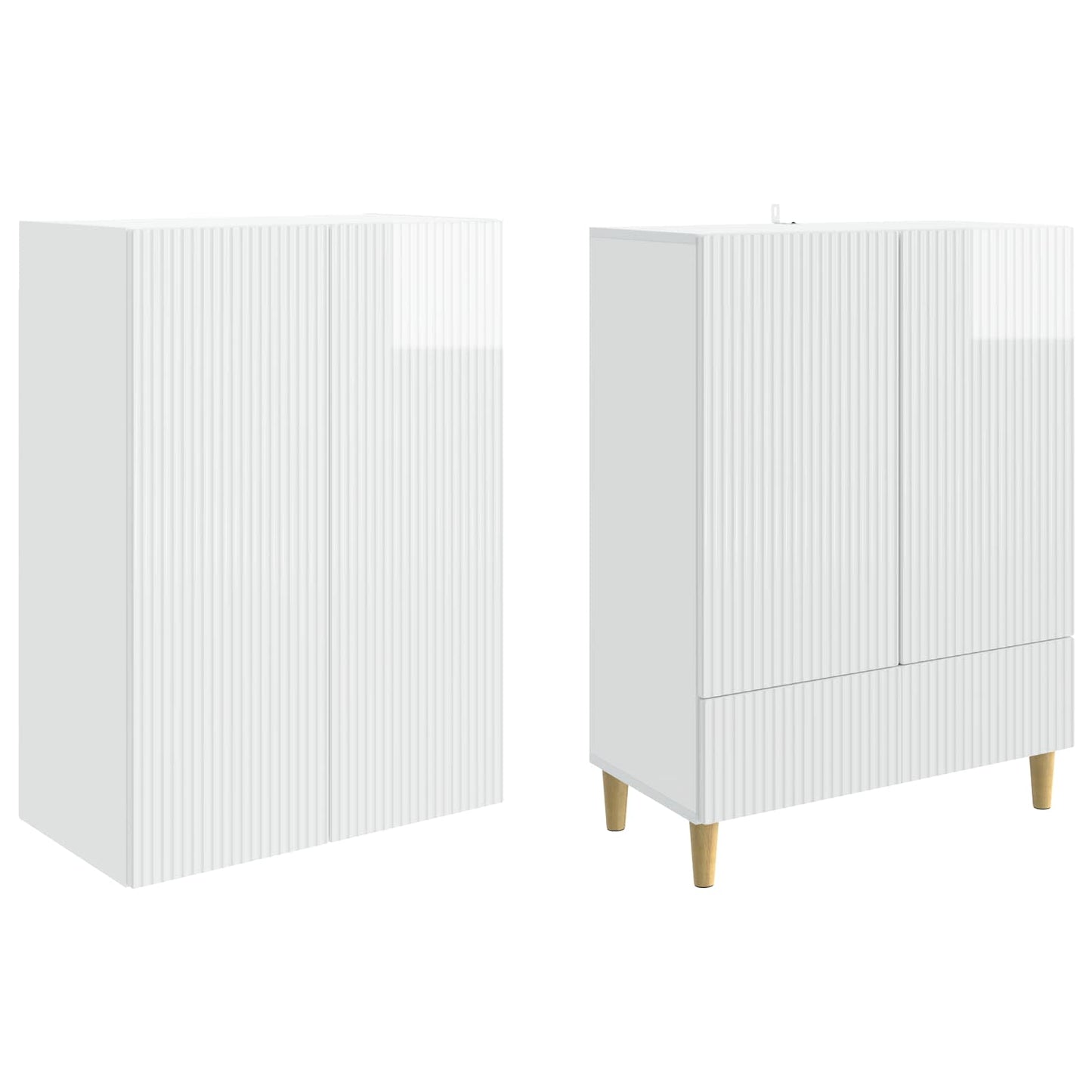 Cabinet Set 2 pcs High Gloss White 66 x 34.5 x 95 cm