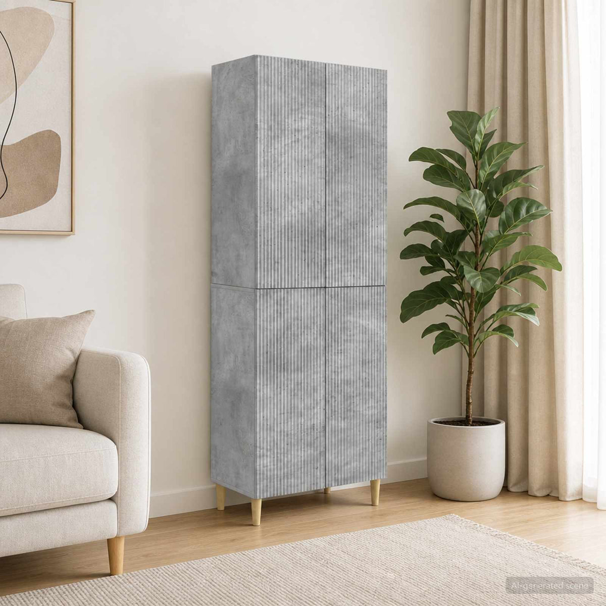 Cabinet Set 2 pcs Concrete Grey Engineered Wood