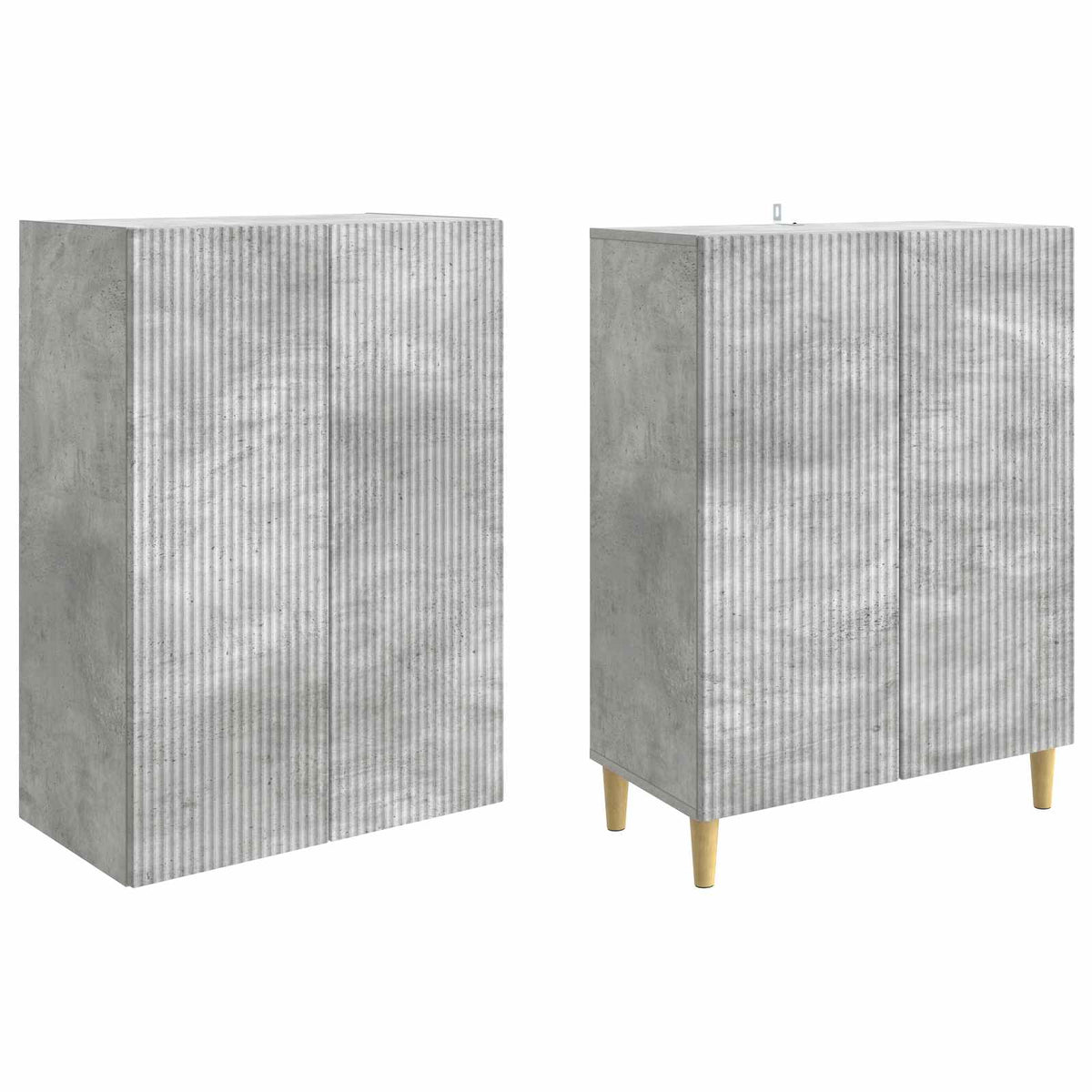 Cabinet Set 2 pcs Concrete Grey Engineered Wood