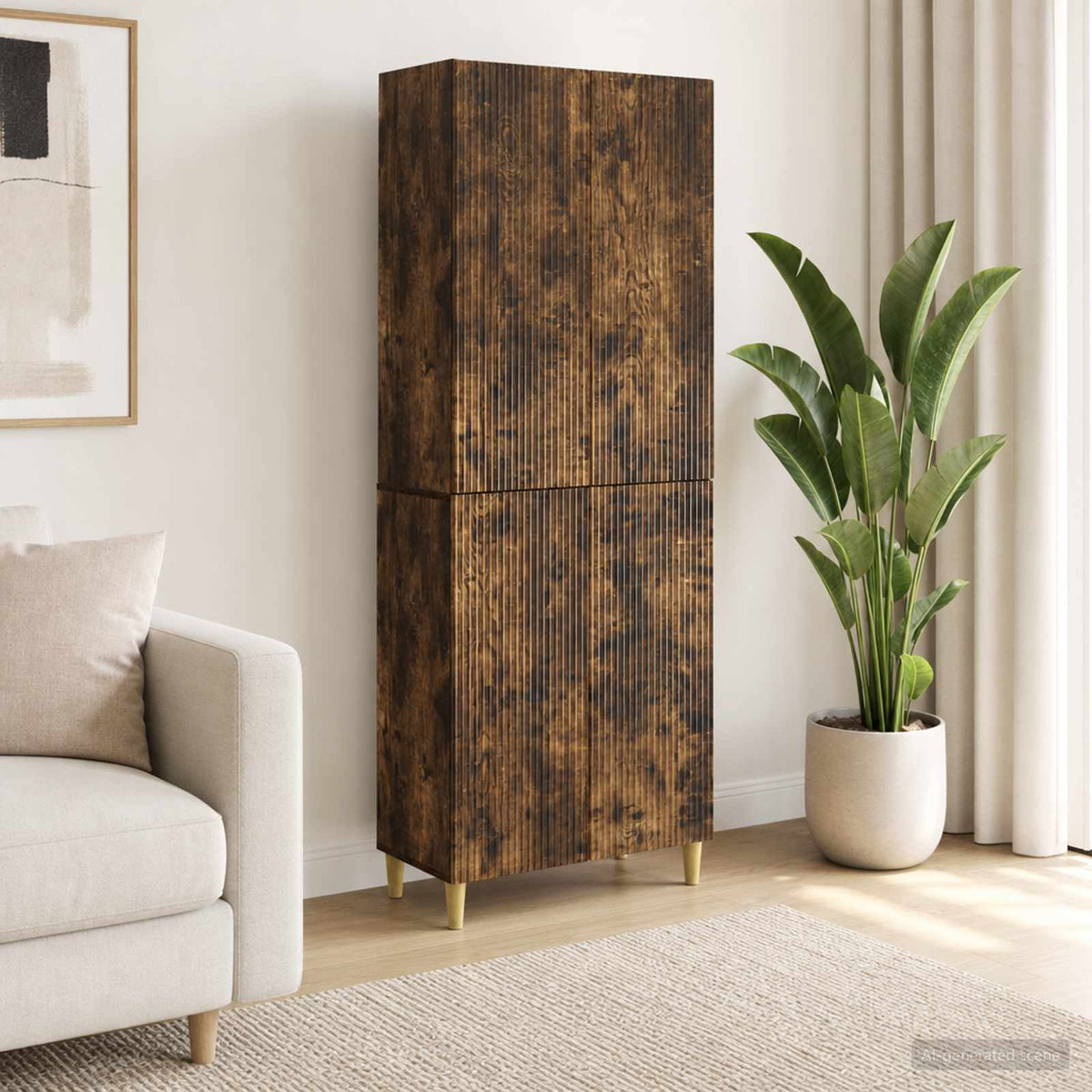 Cabinet Set 2 pcs Smoked Oak Engineered Wood