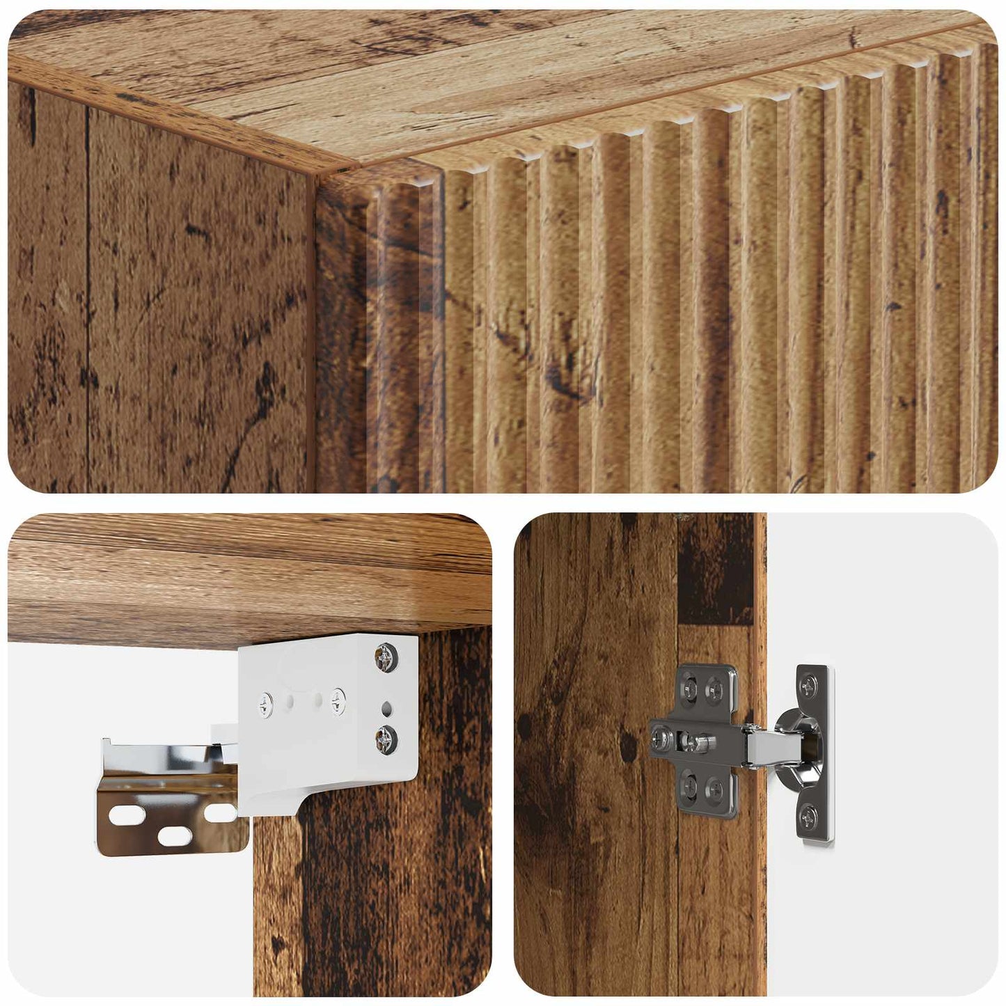 Cabinet Set 2 pcs Old Wood 33 x 34.5 x 90 cm Engineered Wood