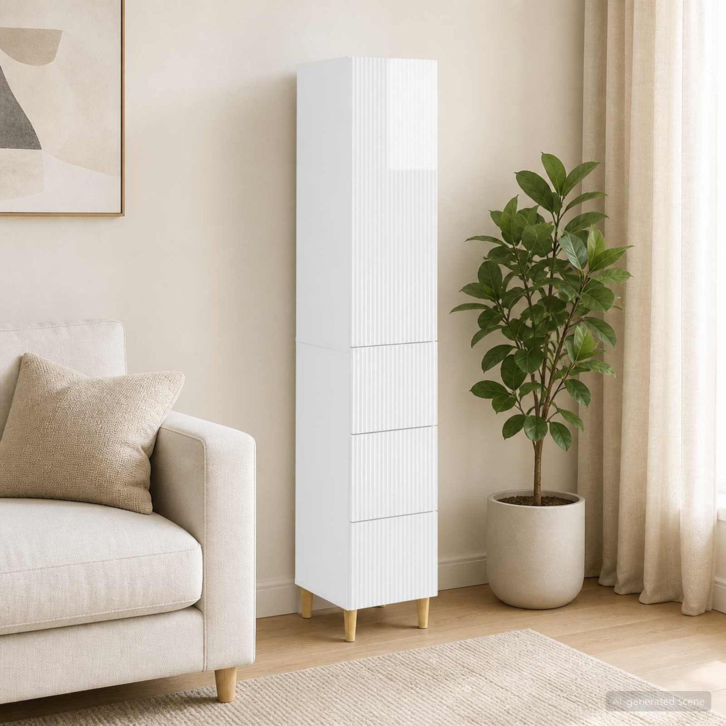 Cabinet Set 2 pcs High Gloss White 33 x 34.5 x 90 cm