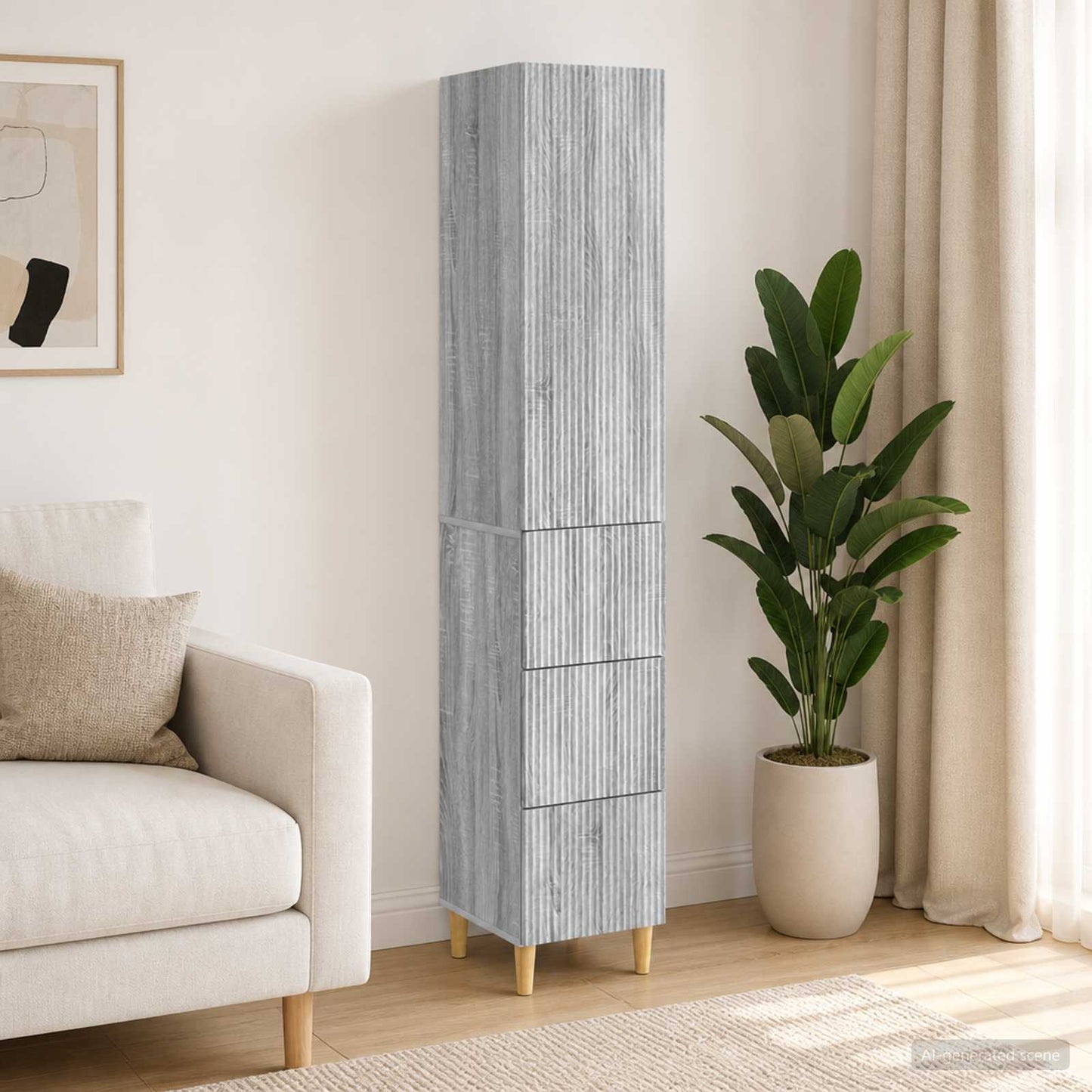 Cabinet Set 2 pcs Grey Sonoma 33 x 34.5 x 90 cm Engineered Wood