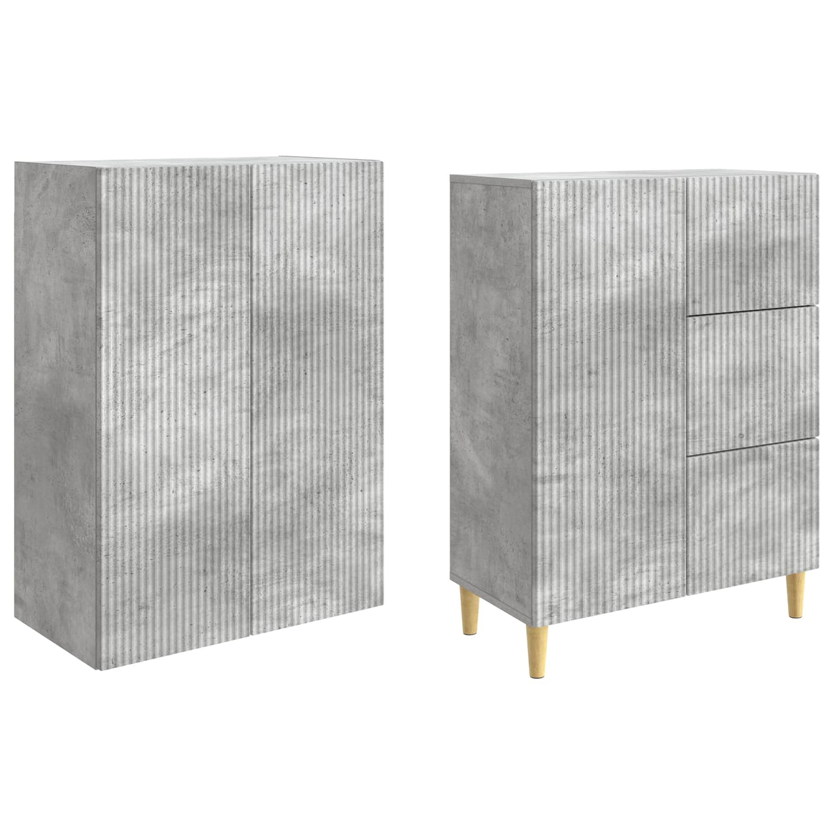 Cabinet Set 2 pcs Concrete Grey Engineered Wood