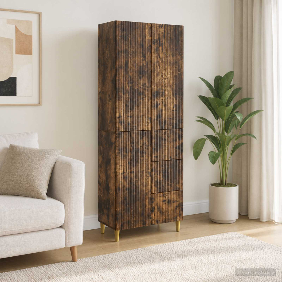 Cabinet Set 2 pcs Smoked Oak Engineered Wood