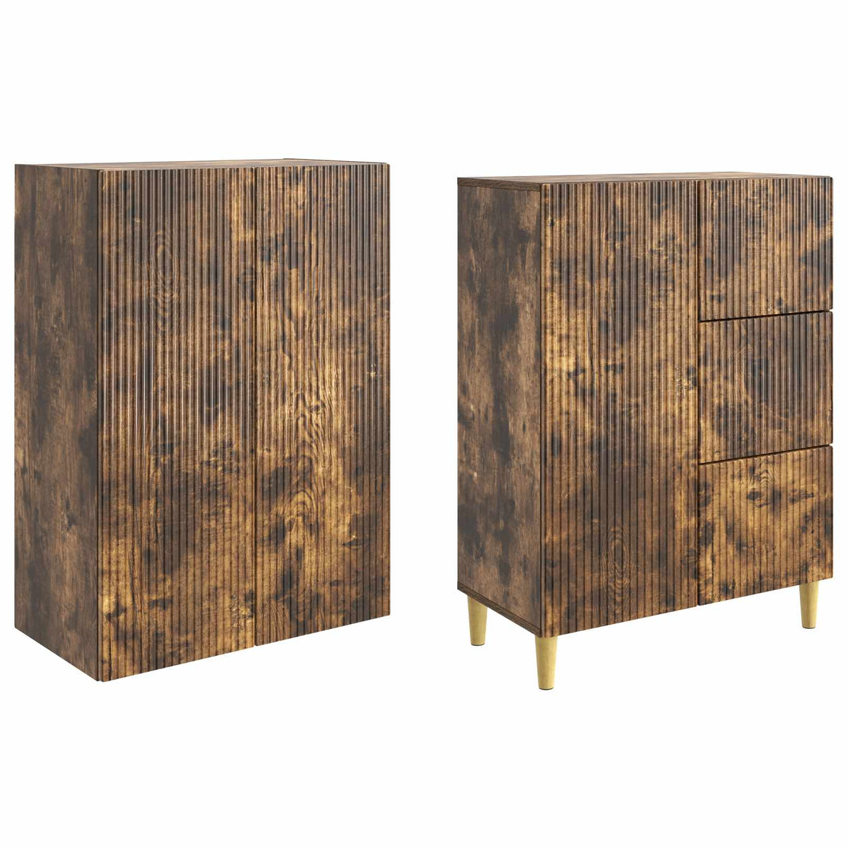 Cabinet Set 2 pcs Smoked Oak Engineered Wood