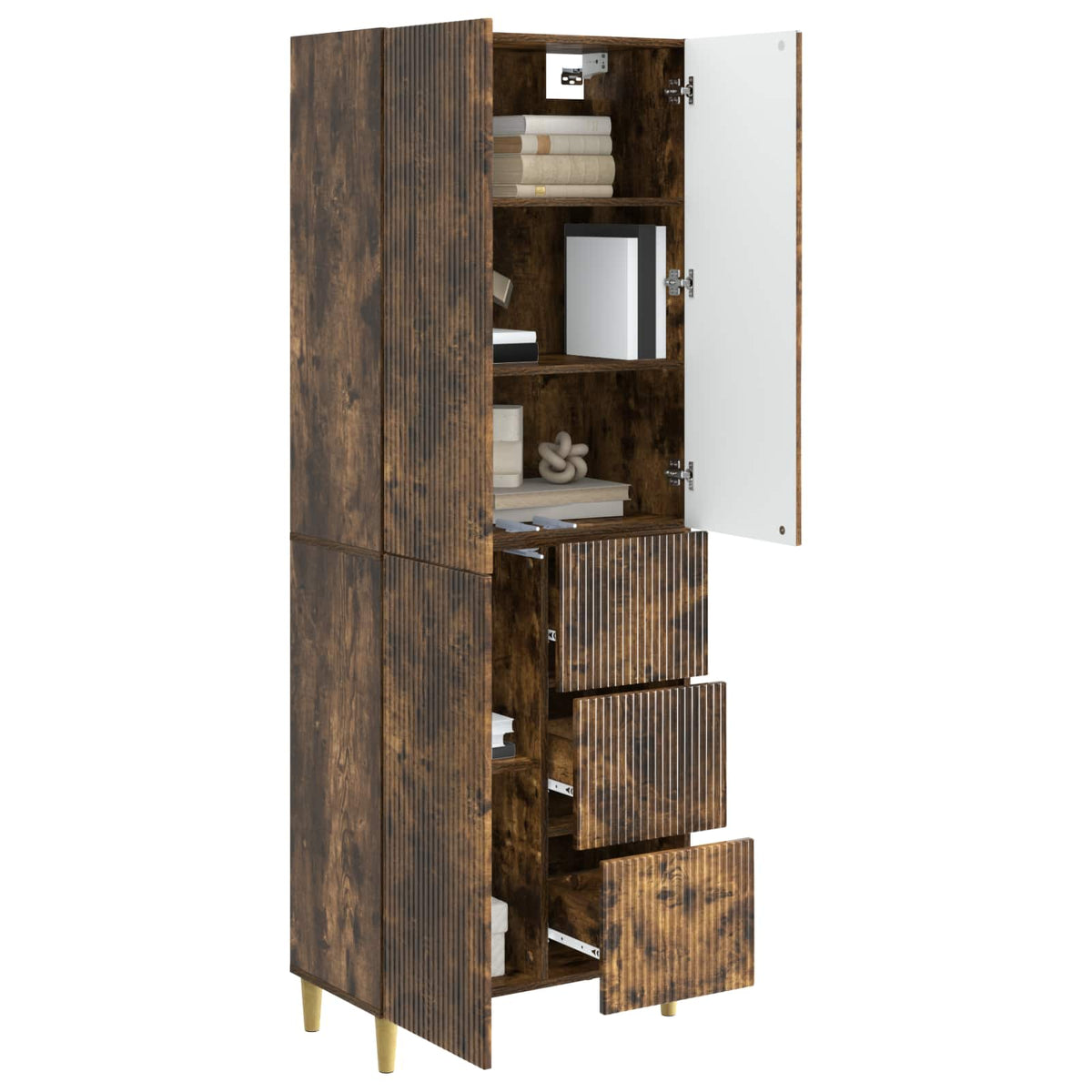 Cabinet Set 2 pcs Smoked Oak Engineered Wood