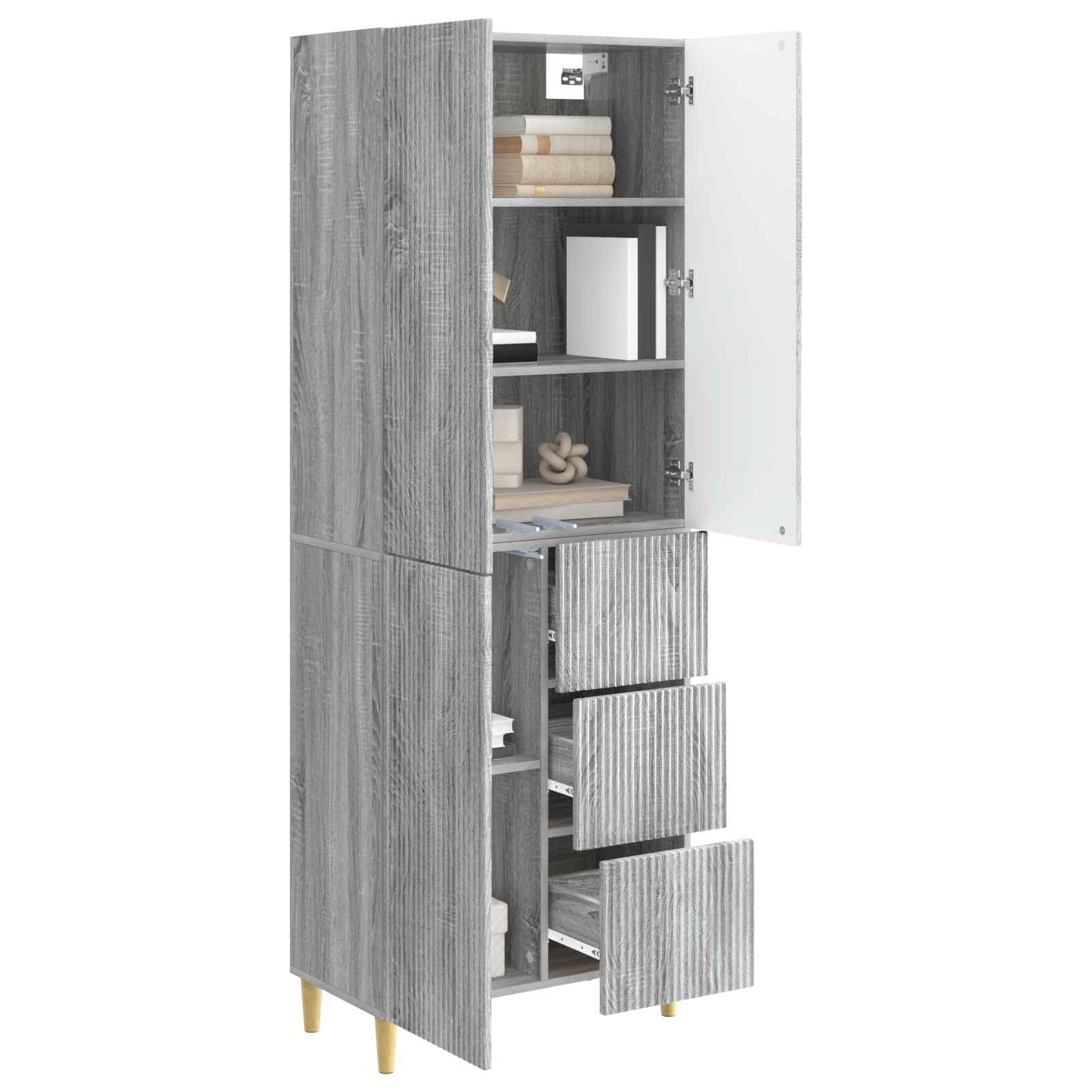 Cabinet Set 2 pcs Grey Sonoma 66 x 34.5 x 90 cm Engineered Wood