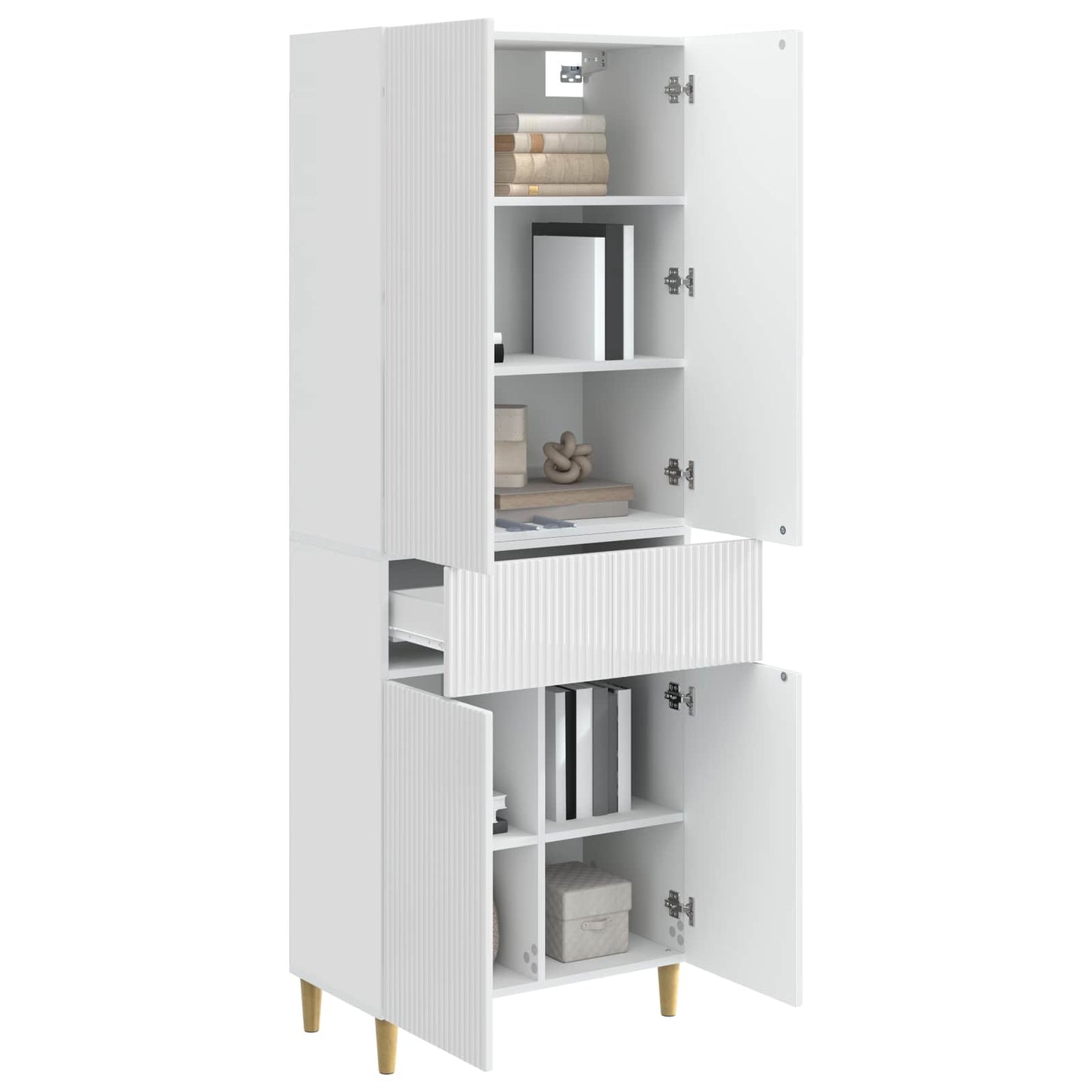 Cabinet Set 2 pcs High Gloss White 66 x 34.5 x 90 cm