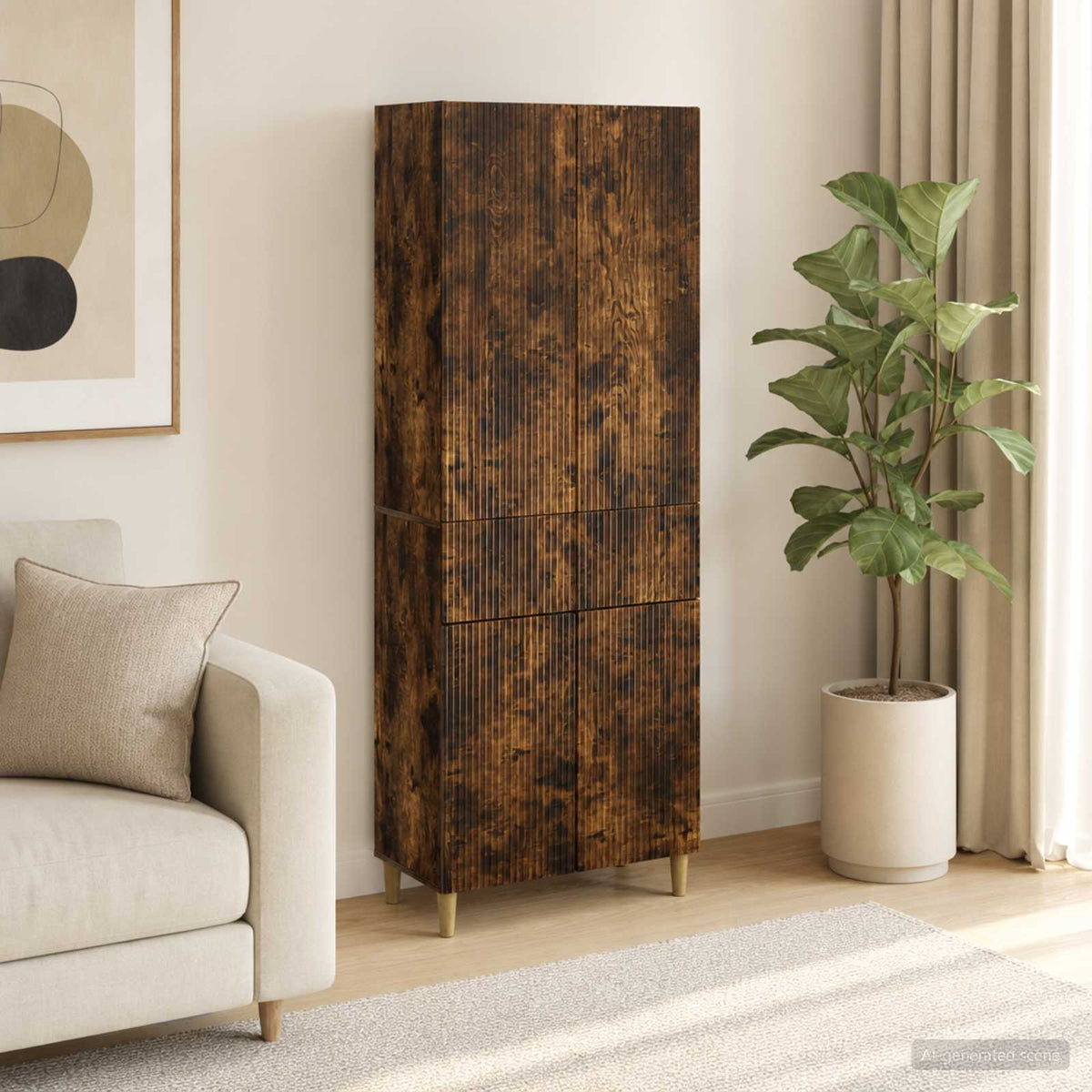 Cabinet Set 2 pcs Smoked Oak Engineered Wood