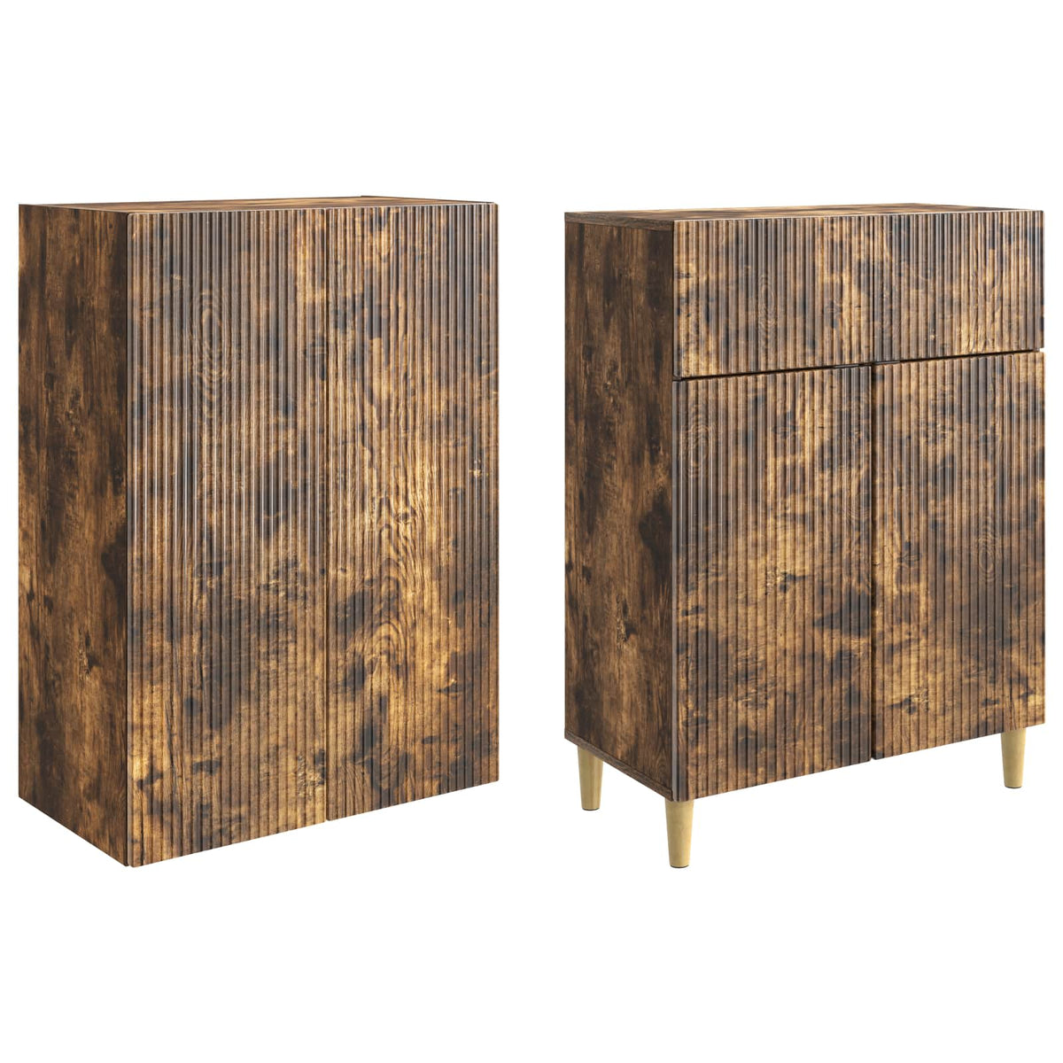 Cabinet Set 2 pcs Smoked Oak Engineered Wood
