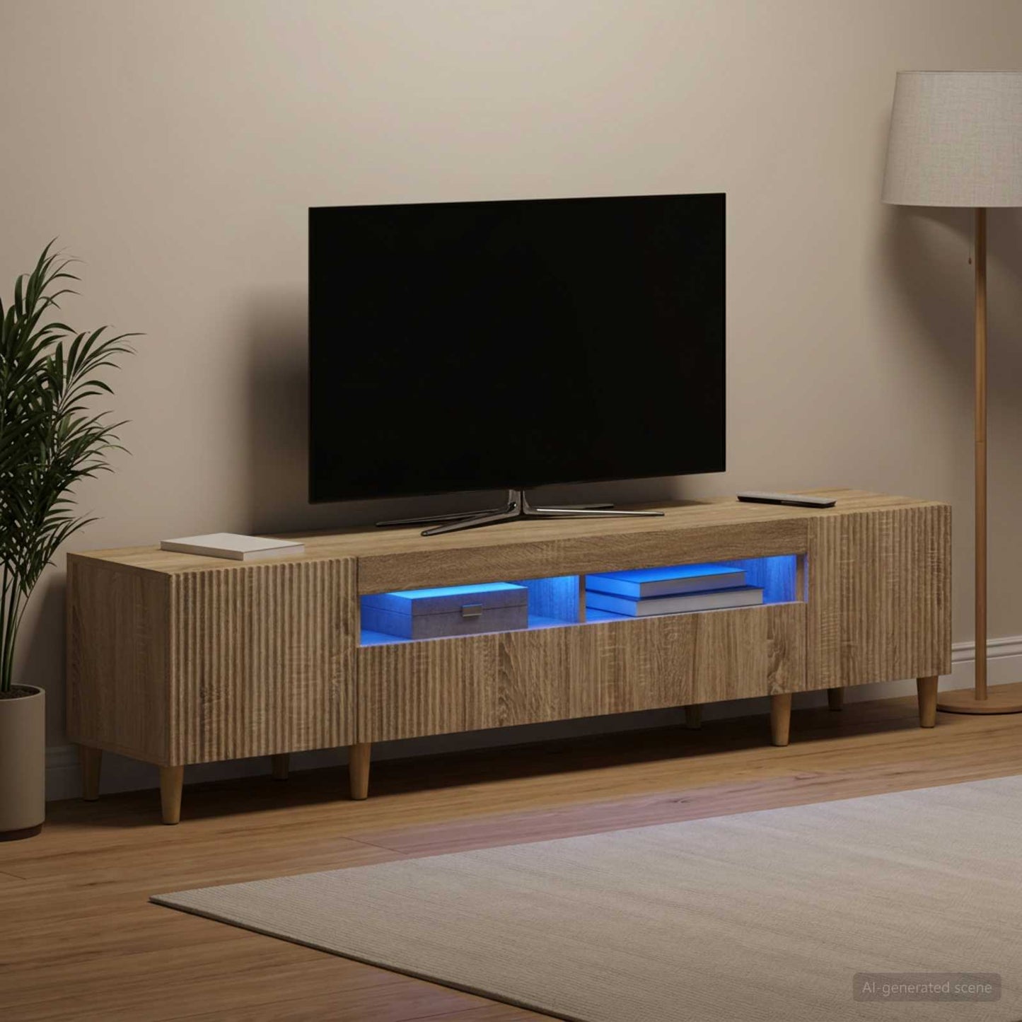 5 Piece LED TV Cabinet Sonoma Oak Engineered Wood