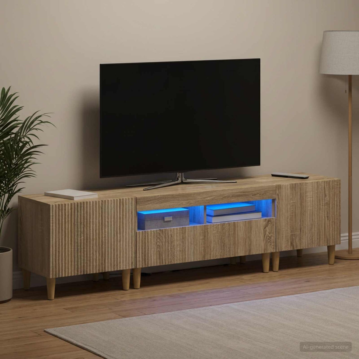 5 Piece LED TV Cabinet Sonoma Oak Engineered Wood