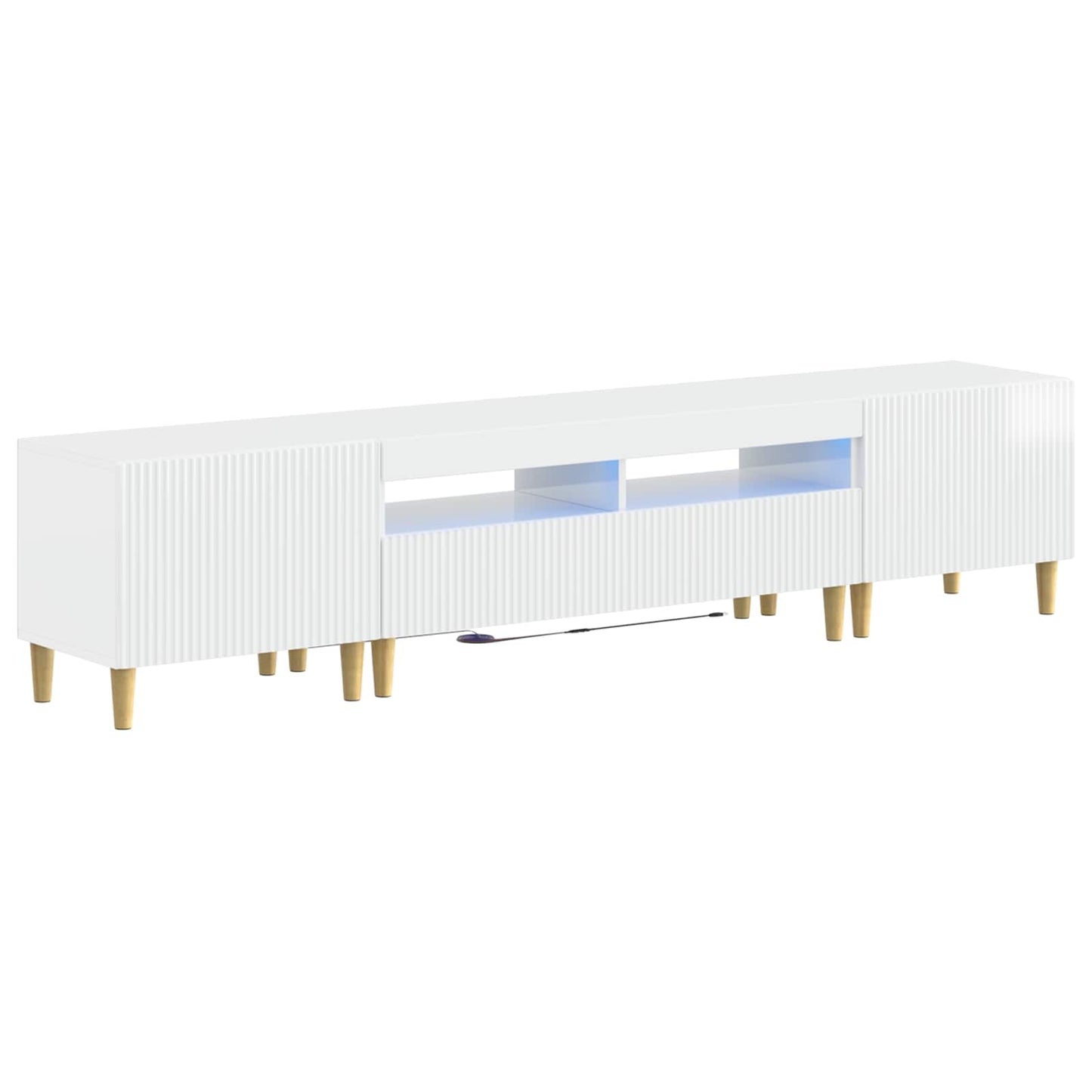 5 Piece LED TV Cabinet High Gloss White Engineered Wood