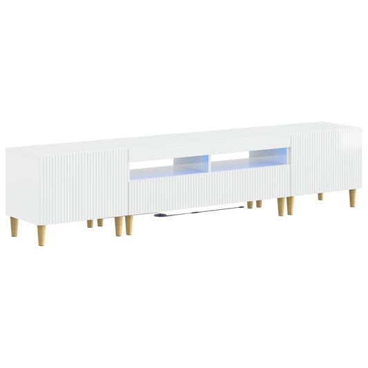 5 Piece LED TV Cabinet High Gloss White Engineered Wood