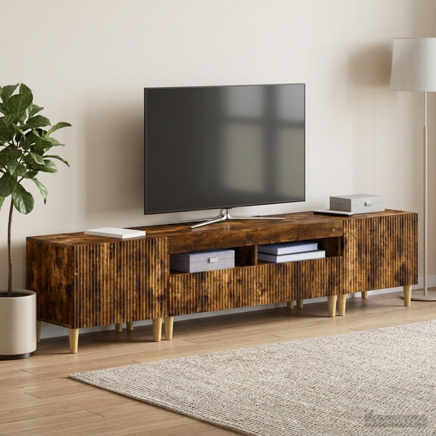 5 Piece LED TV Cabinet ARNHEM Smoked Oak Engineered Wood