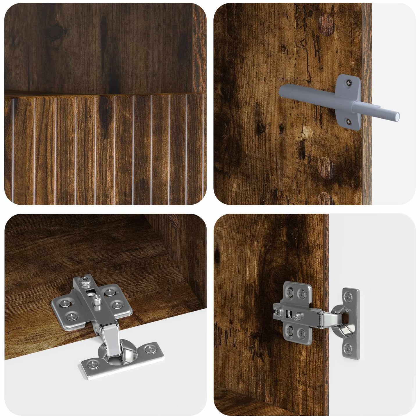 5 Piece LED TV Cabinet Smoked Oak Engineered Wood
