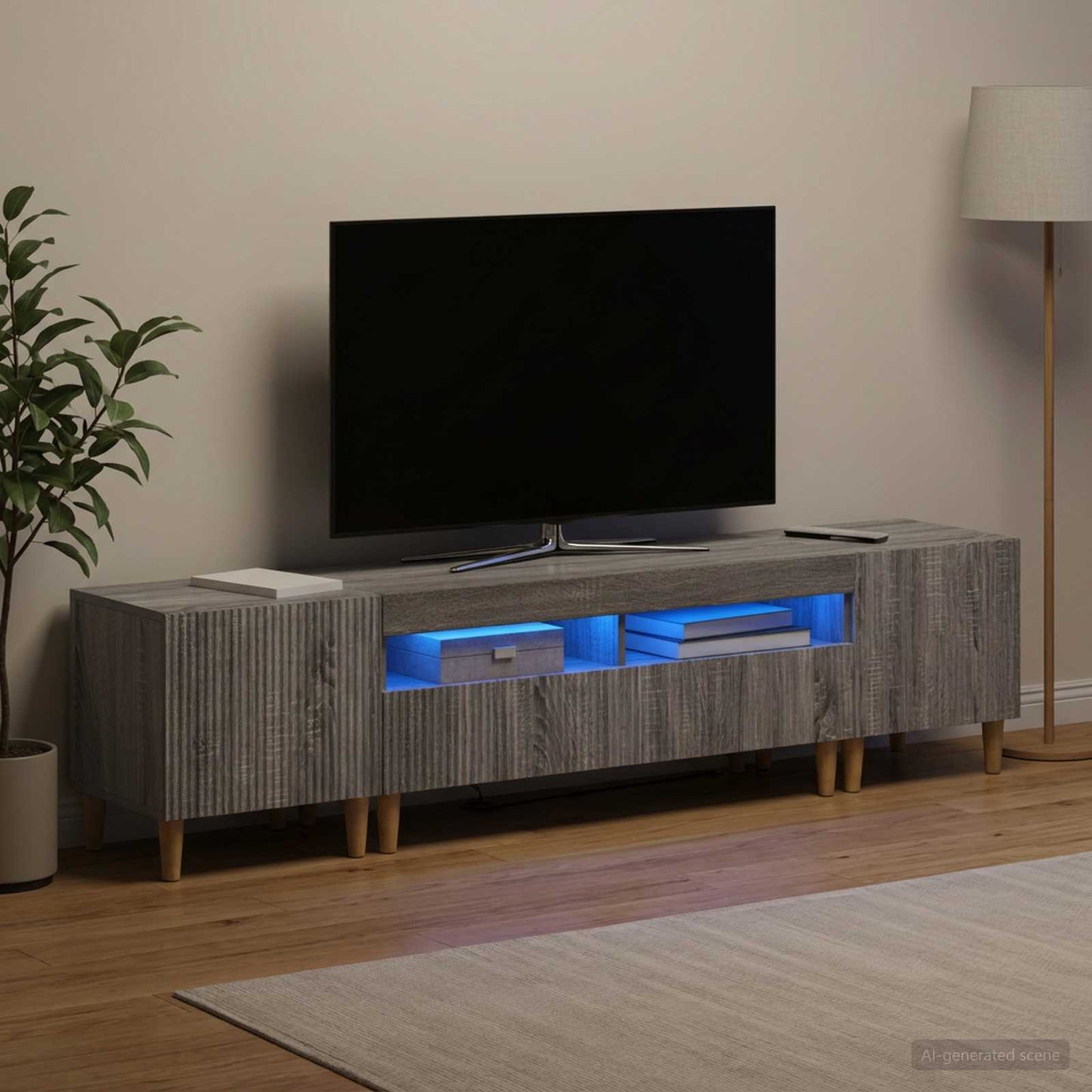 5 Piece LED TV Cabinet Grey Sonoma Engineered Wood