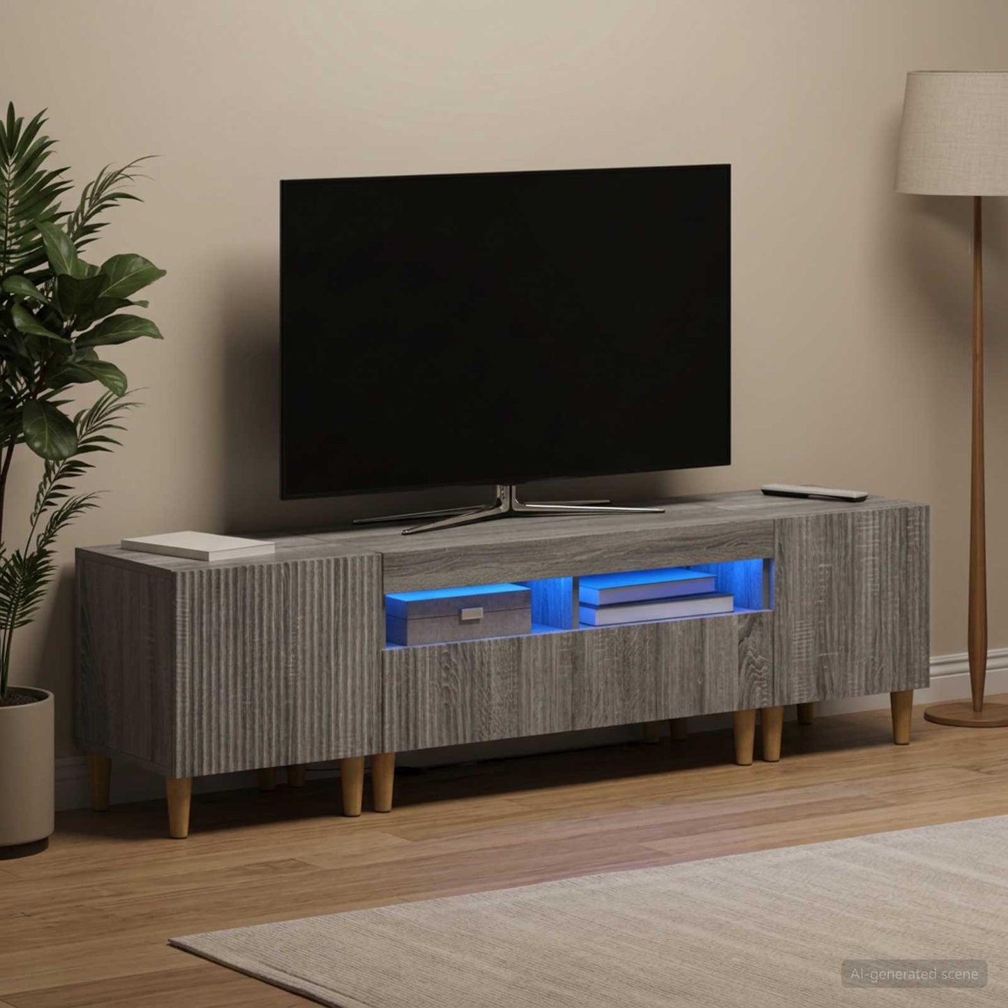 5 Piece LED TV Cabinet Grey Sonoma Engineered Wood