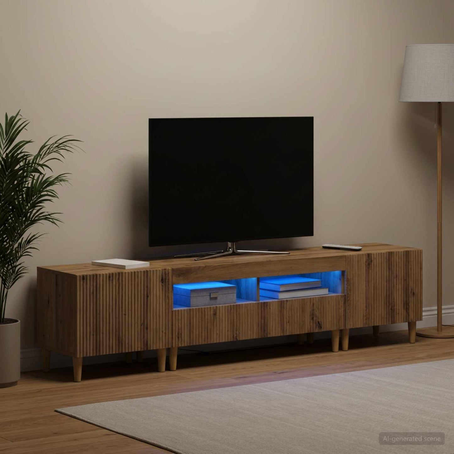 5 Piece LED TV Cabinet Artisan Oak Engineered Wood