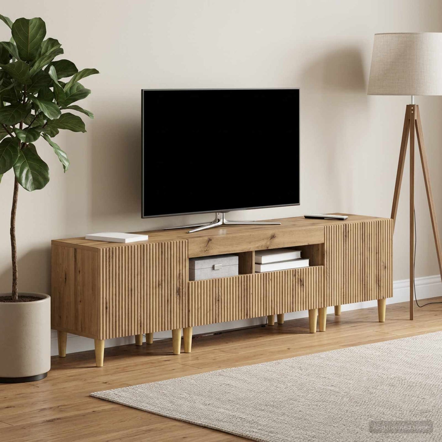 5 Piece LED TV Cabinet Artisan Oak Engineered Wood