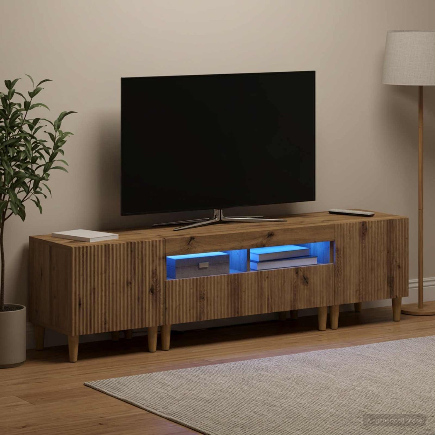 5 Piece LED TV Cabinet Artisan Oak Engineered Wood