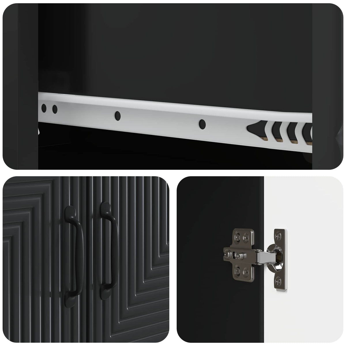 Cabinet Set 2 pcs Black Engineered Wood
