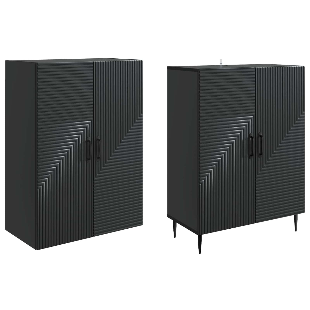 Cabinet Set 2 pcs Black Engineered Wood