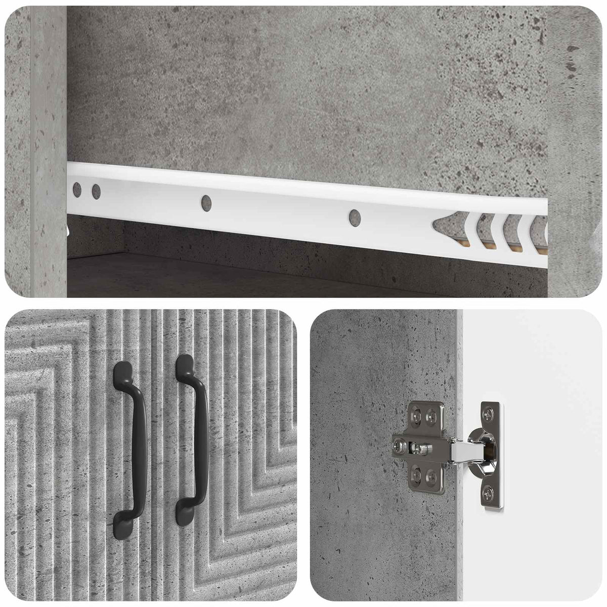 Cabinet Set 2 pcs Concrete Grey Engineered Wood