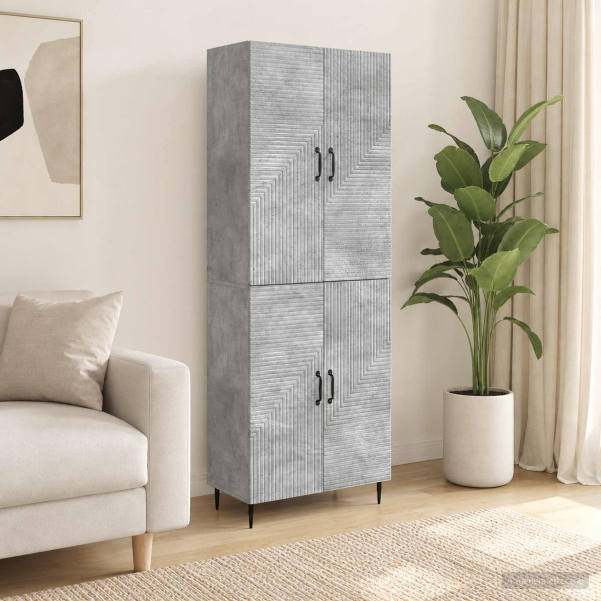 Cabinet Set 2 pcs Concrete Grey Engineered Wood