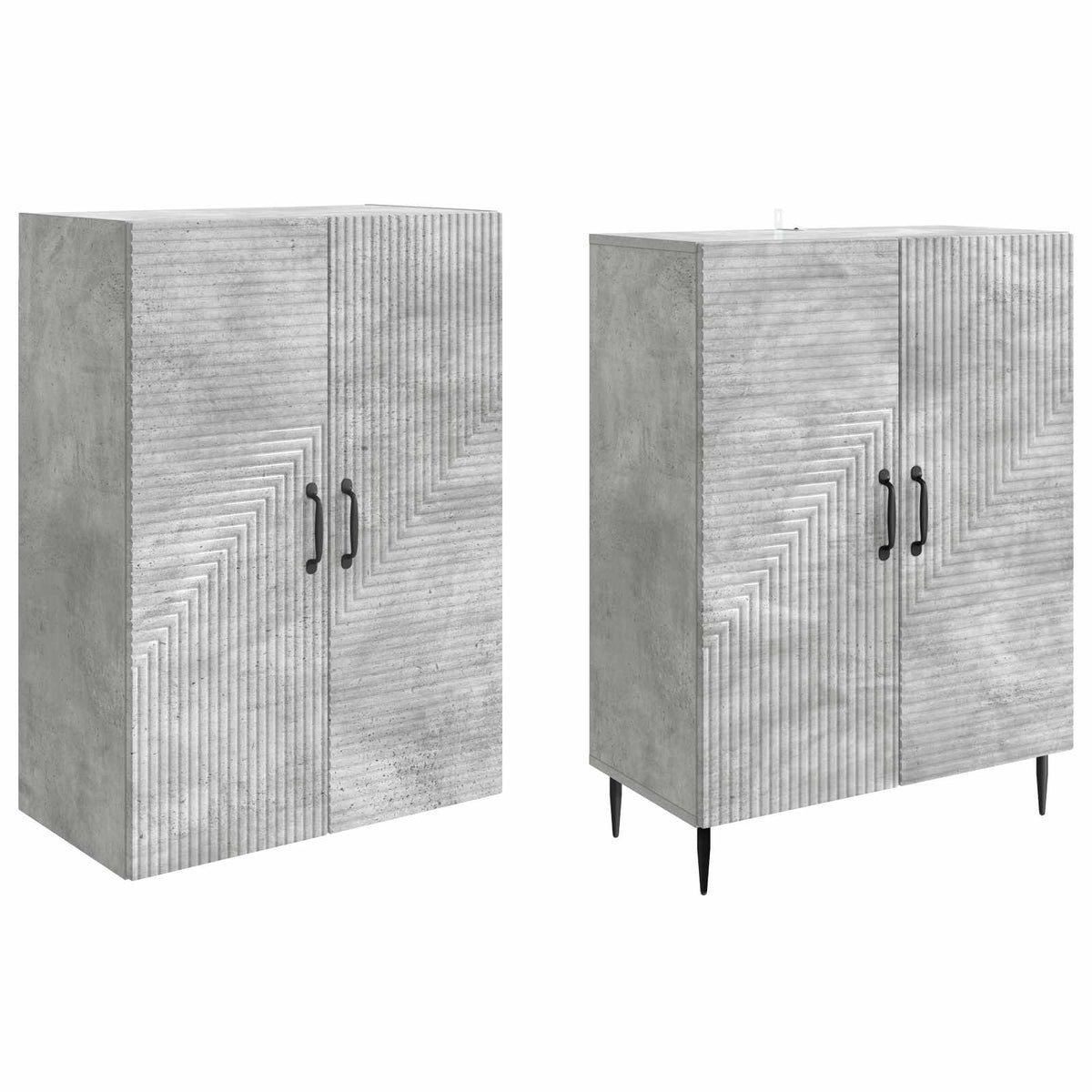 Cabinet Set 2 pcs Concrete Grey Engineered Wood