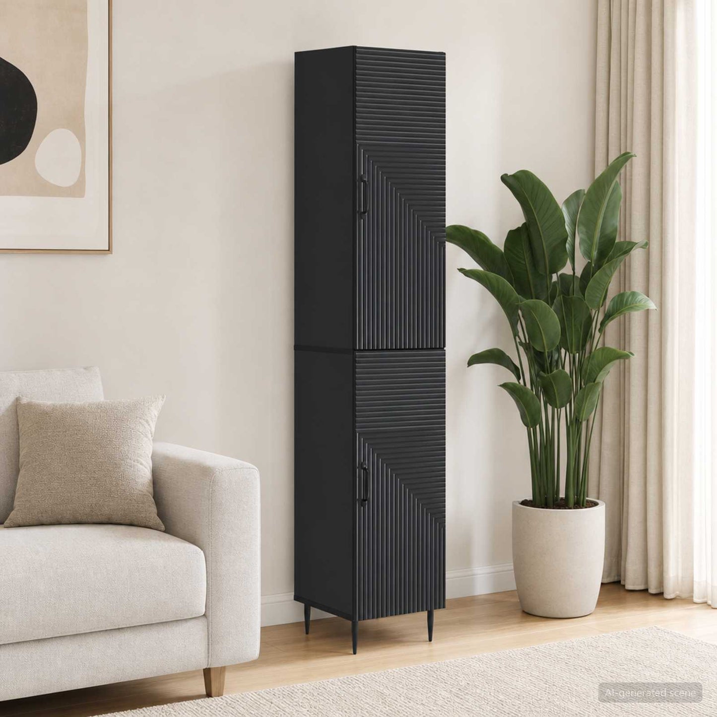 Cabinet Set 2 pcs Black 33 x 34.5 x 89.5 cm Engineered Wood