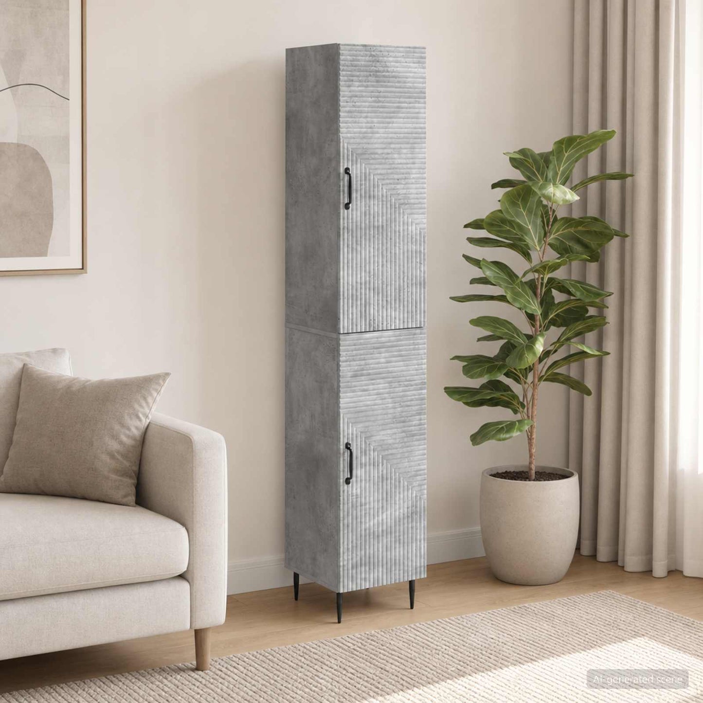 Cabinet Set 2 pcs Concrete Grey 33 x 34.5 x 89.5 cm