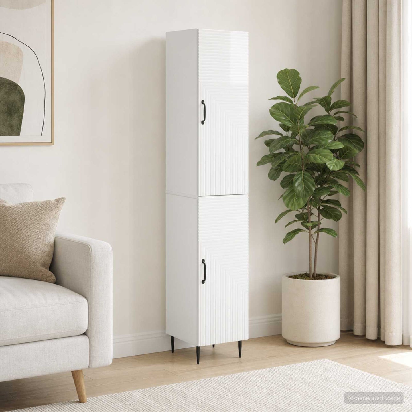 Cabinet Set 2 pcs High Gloss White 33 x 34.5 x 89.5 cm