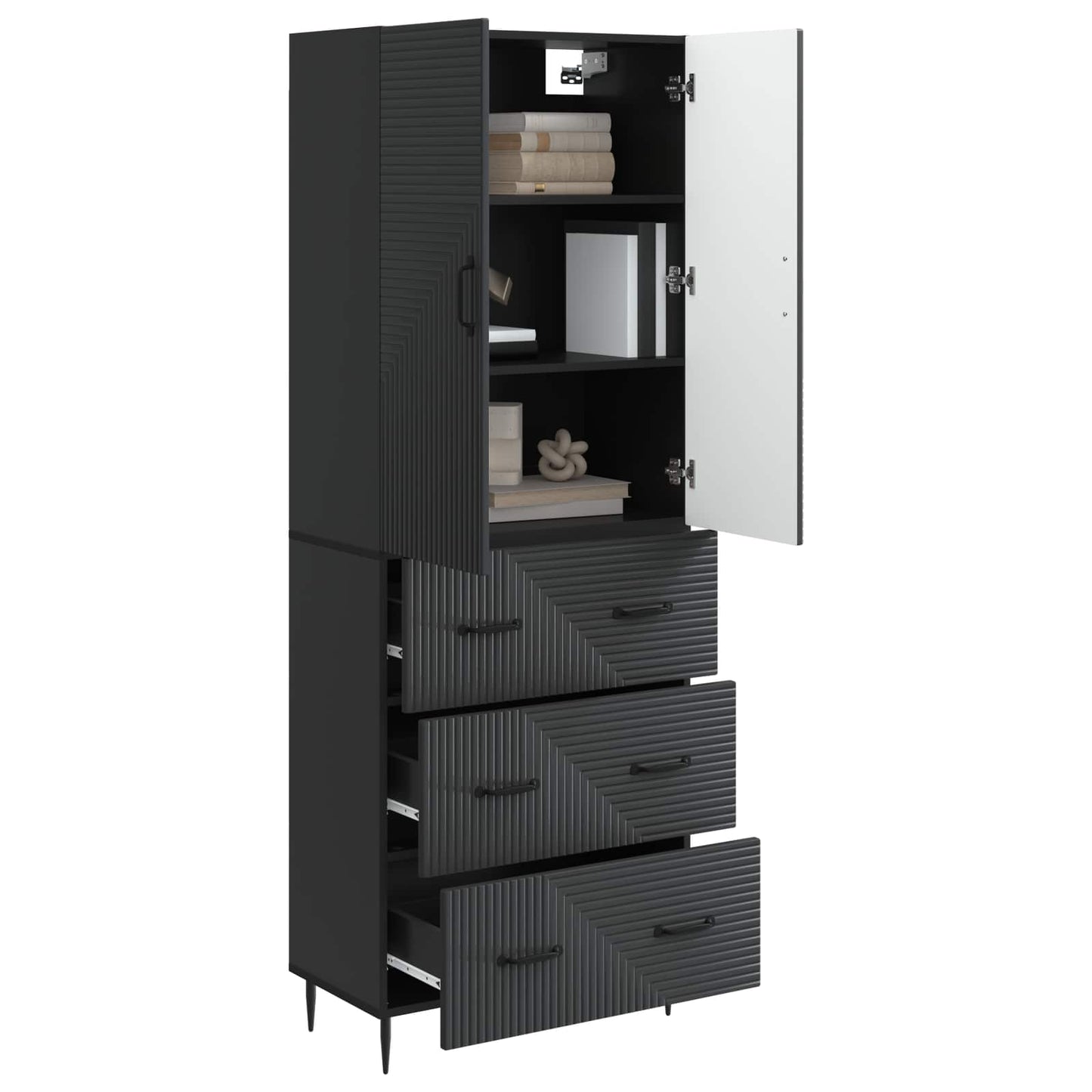 Cabinet Set 2 pcs Black 66 x 34.5 x 90 cm Engineered Wood