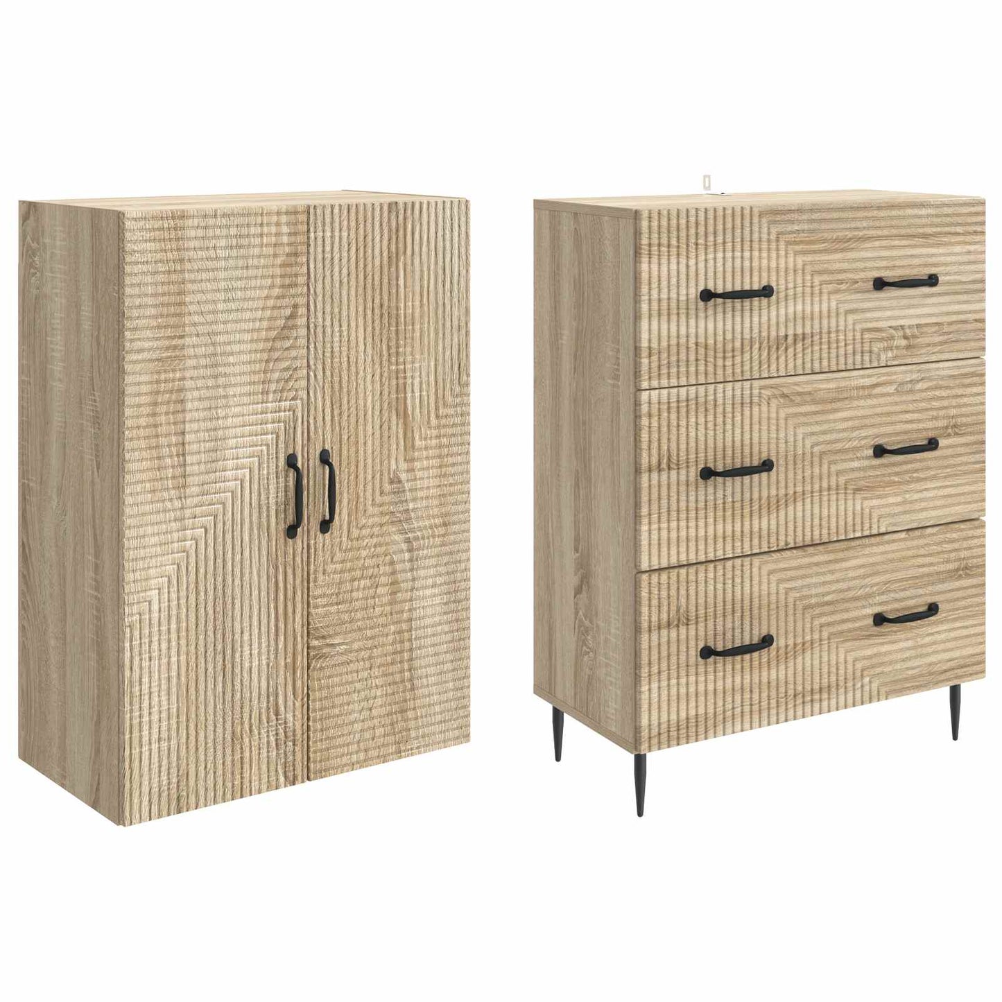 Cabinet Set 2 pcs 66 x 34.5 x 90 cm Engineered Wood Sonoma Oak