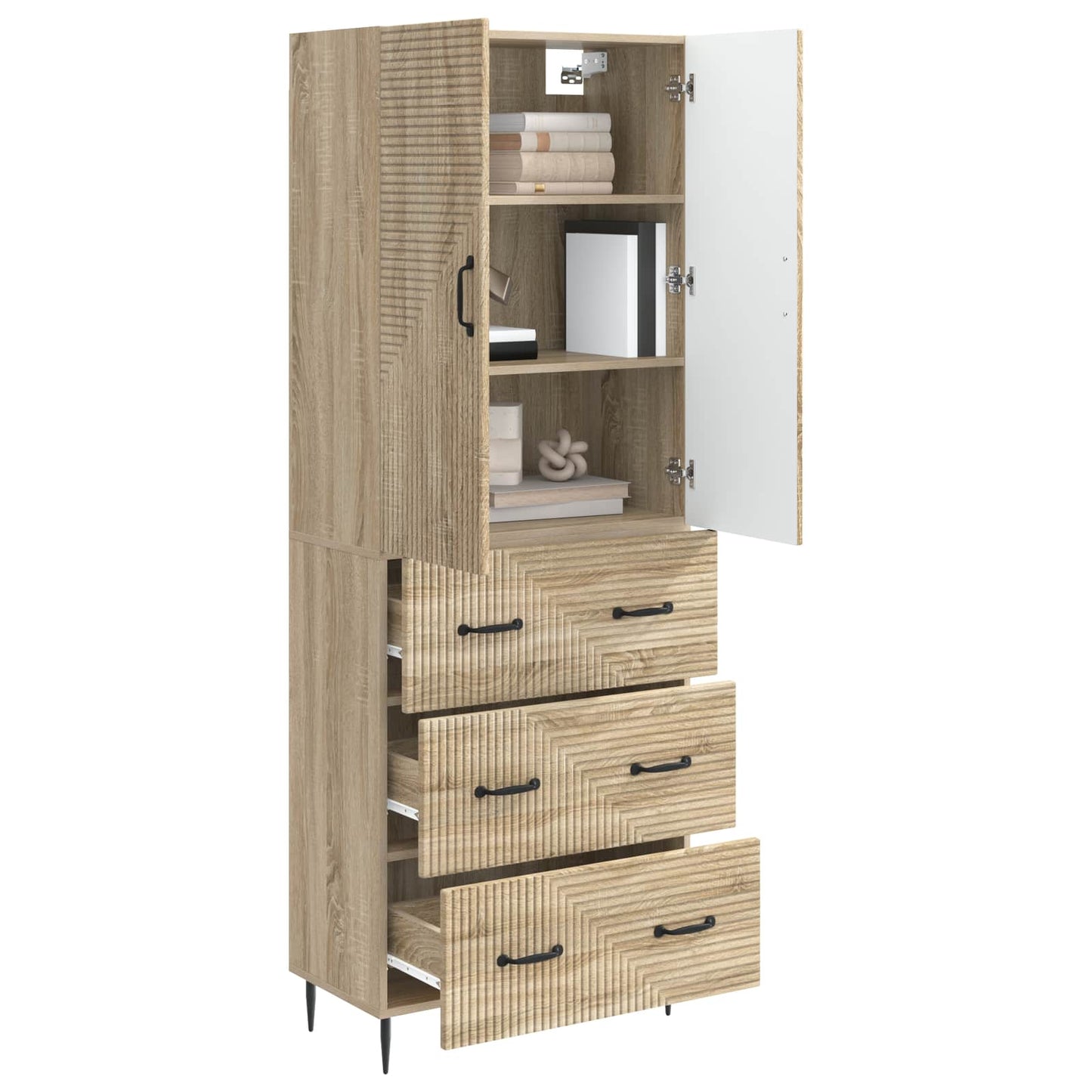 Cabinet Set 2 pcs 66 x 34.5 x 90 cm Engineered Wood Sonoma Oak