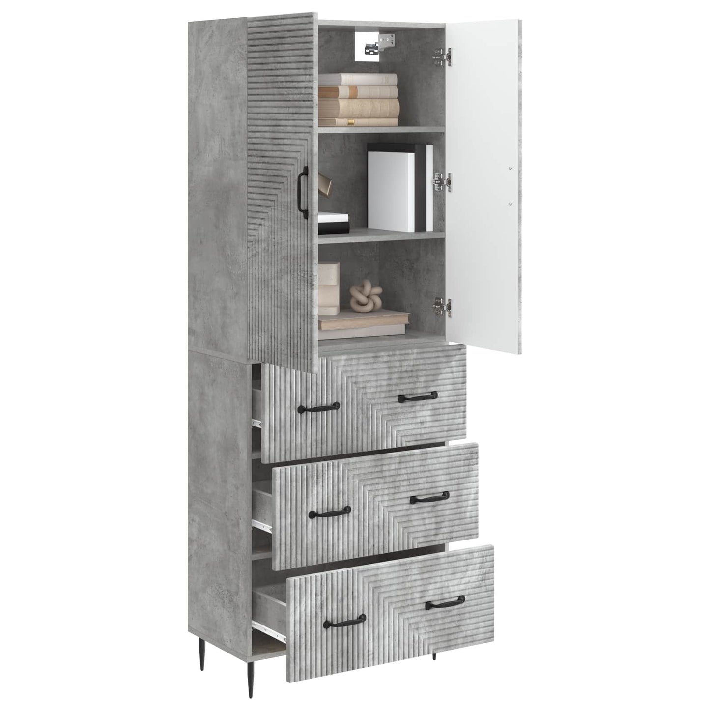 Cabinet Set 2 pcs Concrete Grey 66 x 34.5 x 90 cm